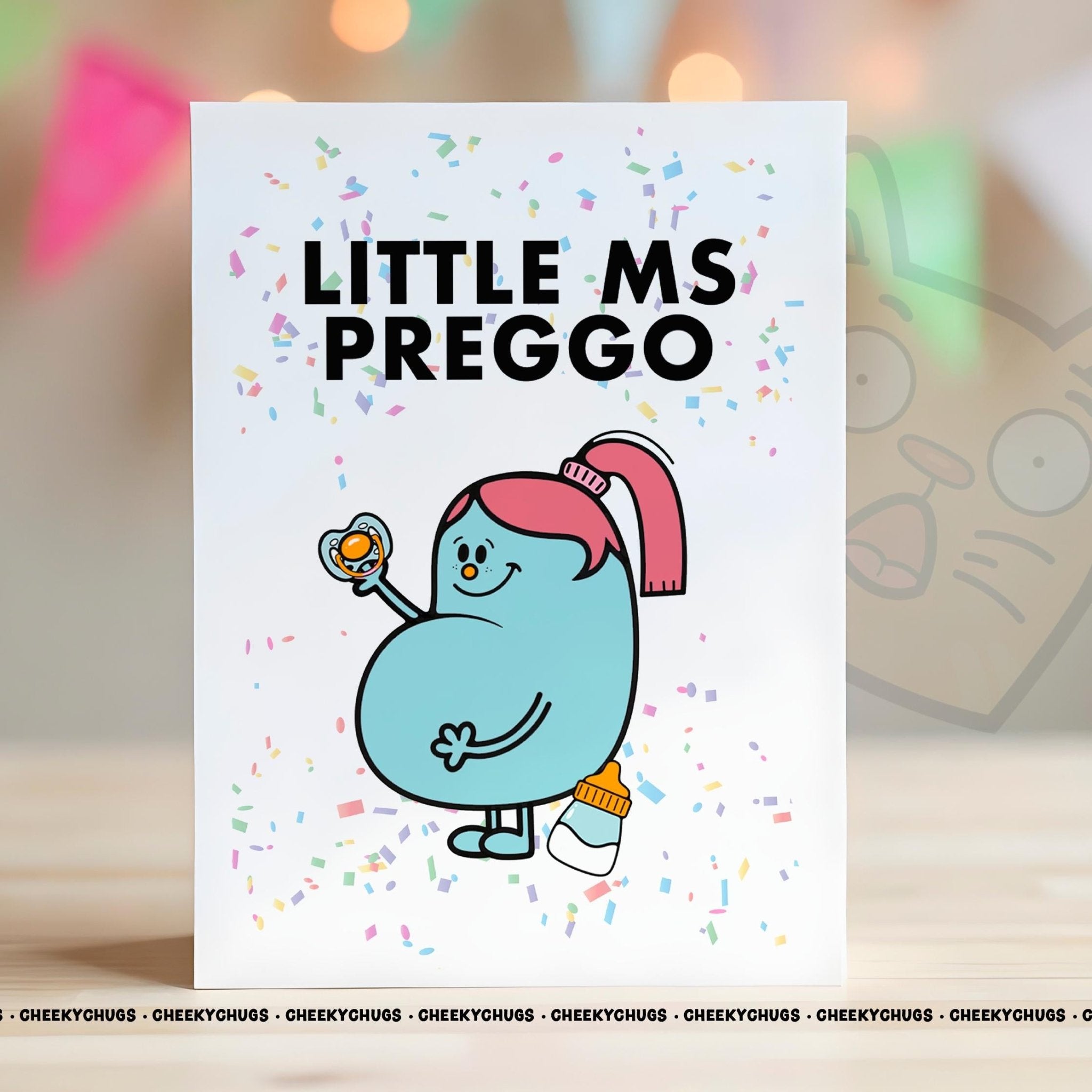 Novelty Little Ms PREGGO Greeting Pregnancy Card For Her Miss Friend Family Birthday Pregnancy Announcement Baby Shower Babies - CHUGS - 0140 - CheekyChugs