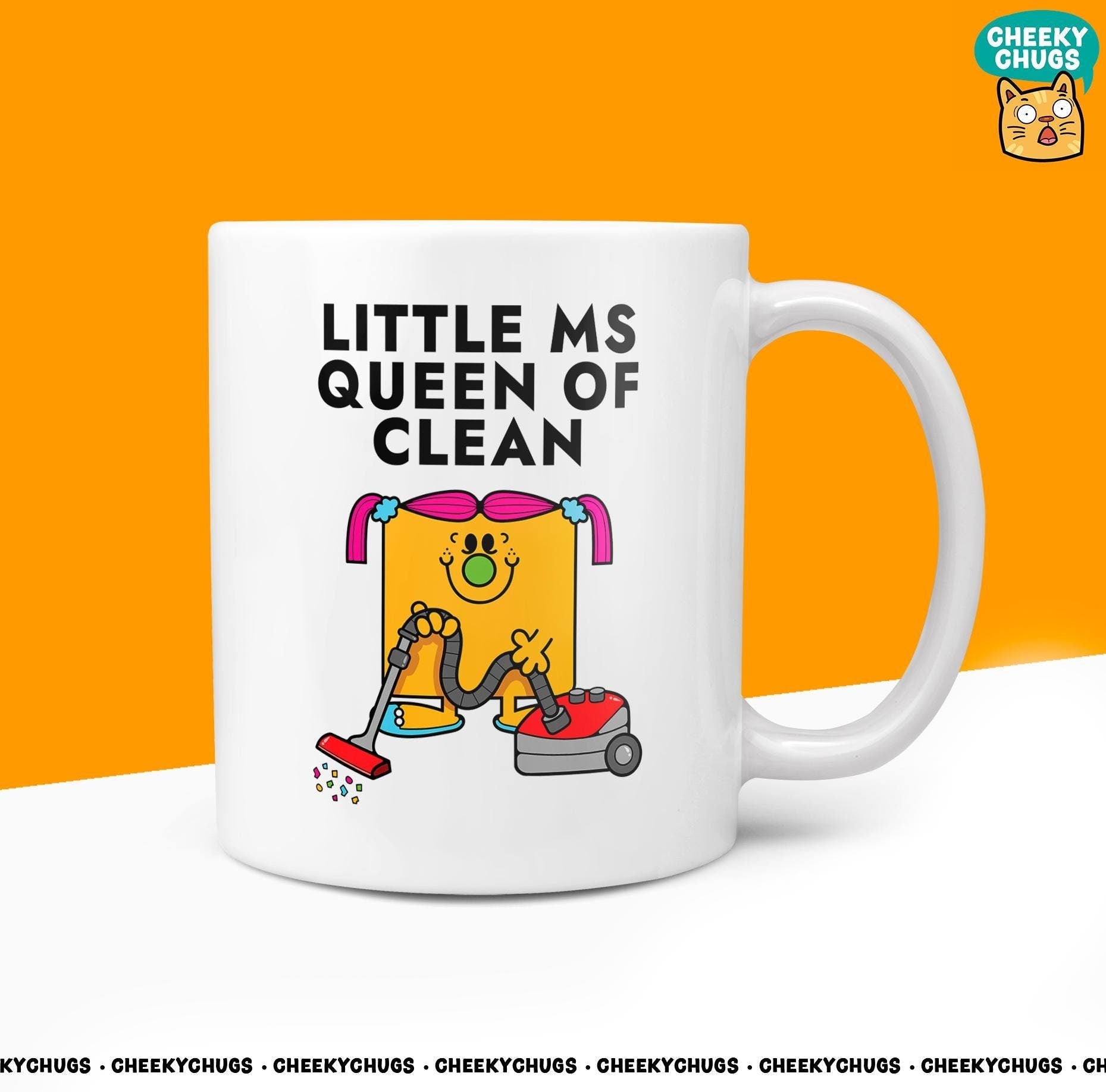 Novelty Little Ms QUEEN OF CLEAN 10oz Coffee Mug Funny Gifts For Cleaning Lady Miss Hinch Inspired Work Secret Santa Gift Birthday Christmas - CheekyChugs