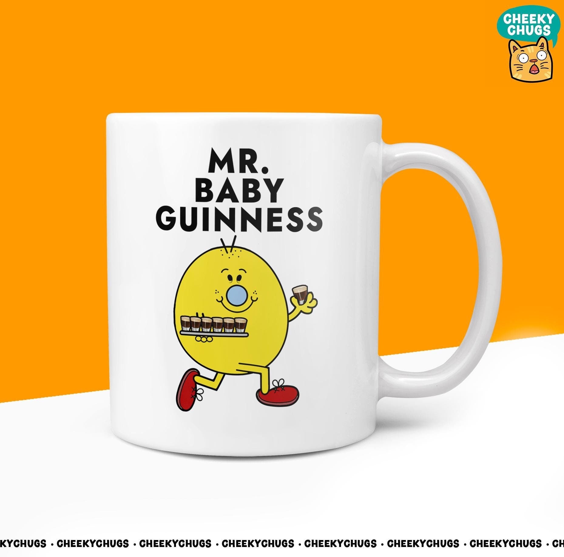 Novelty MR BABY GUINNESS Mug Funny Men Mr Him Gift Secret Santa Present Shots Ceramic Novelty Office Birthday Christmas 10oz Coffee Cup - CheekyChugs