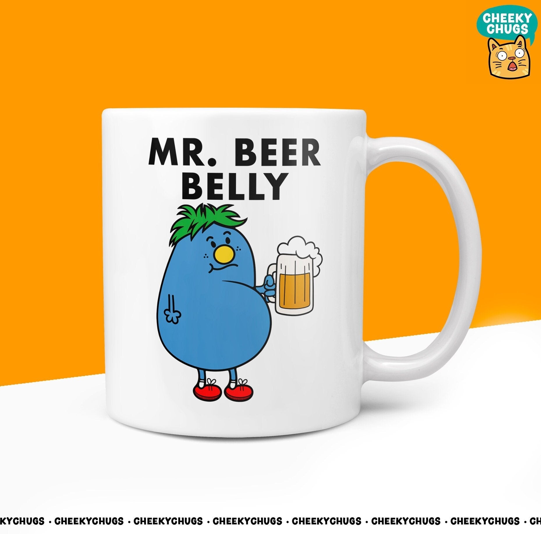 Novelty Mr BEER BELLY Mug Funny Men Mr Him Gift Secret Santa Present Unique Ceramic Novelty Office Birthday Christmas 10oz Coffee Tea Cup - CheekyChugs