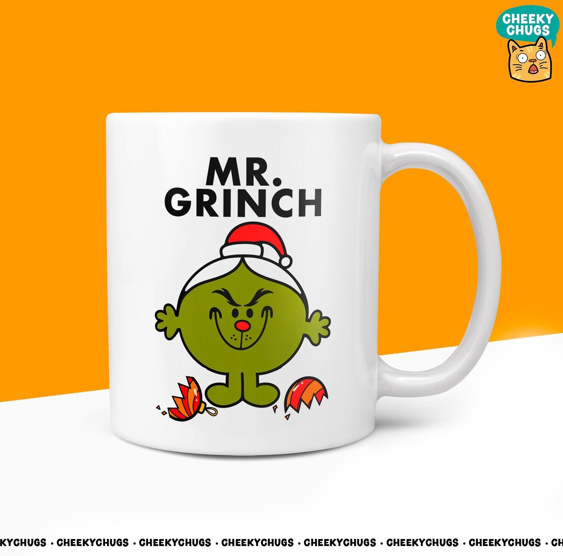 Novelty Mr GRINCH 10oz Coffee Mug - Funny Men Male Cup For Secret Santa Christmas Hates Festive Time Friend Office Coffee Mug - CheekyChugs