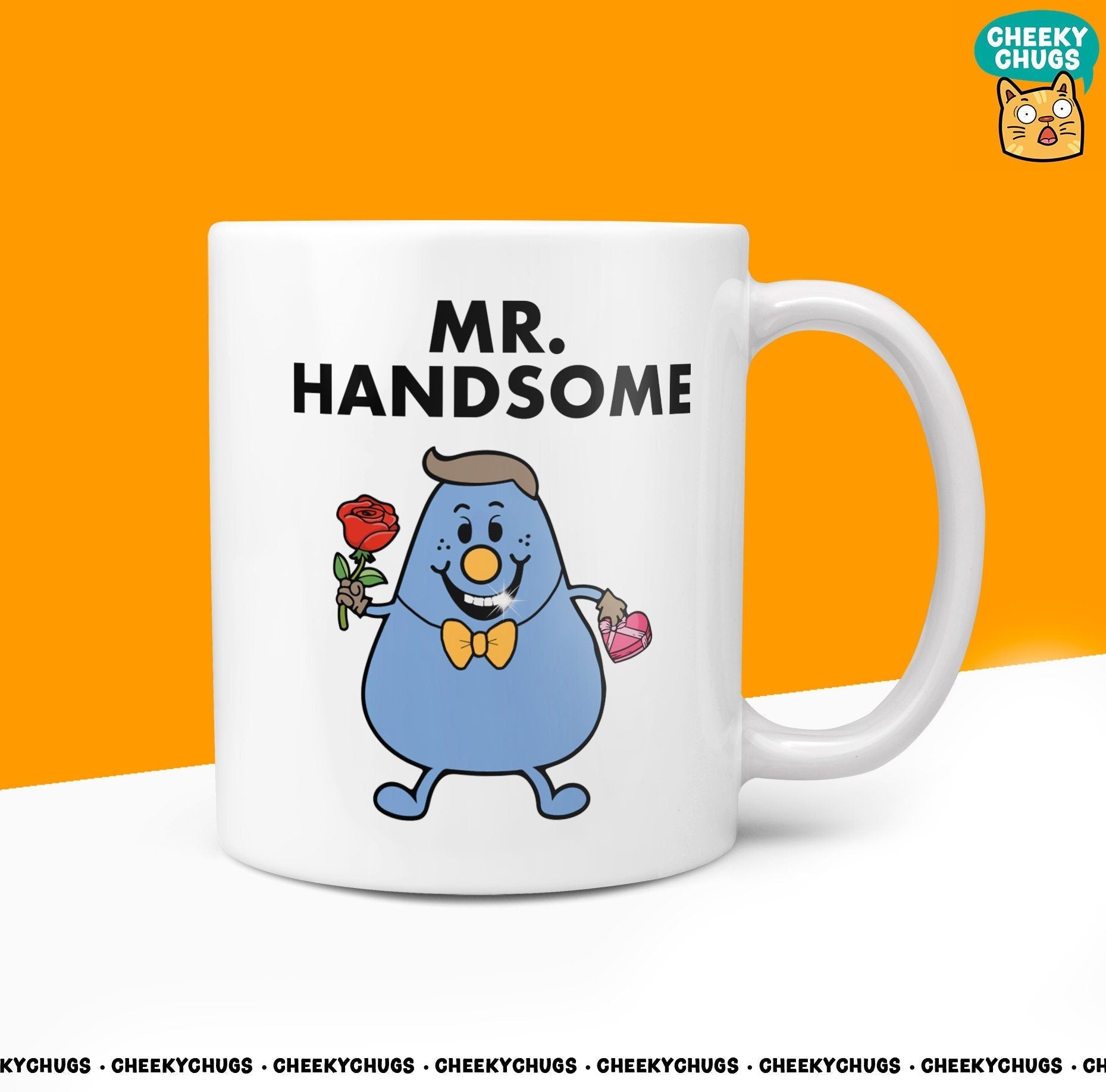 Novelty Mr HANDSOME 10oz Coffee Mug - Ideal Boyfriend Husband Dad Gift for Men Valentines Durable Fit DILF for Men Him Design Buff Tasty - CheekyChugs