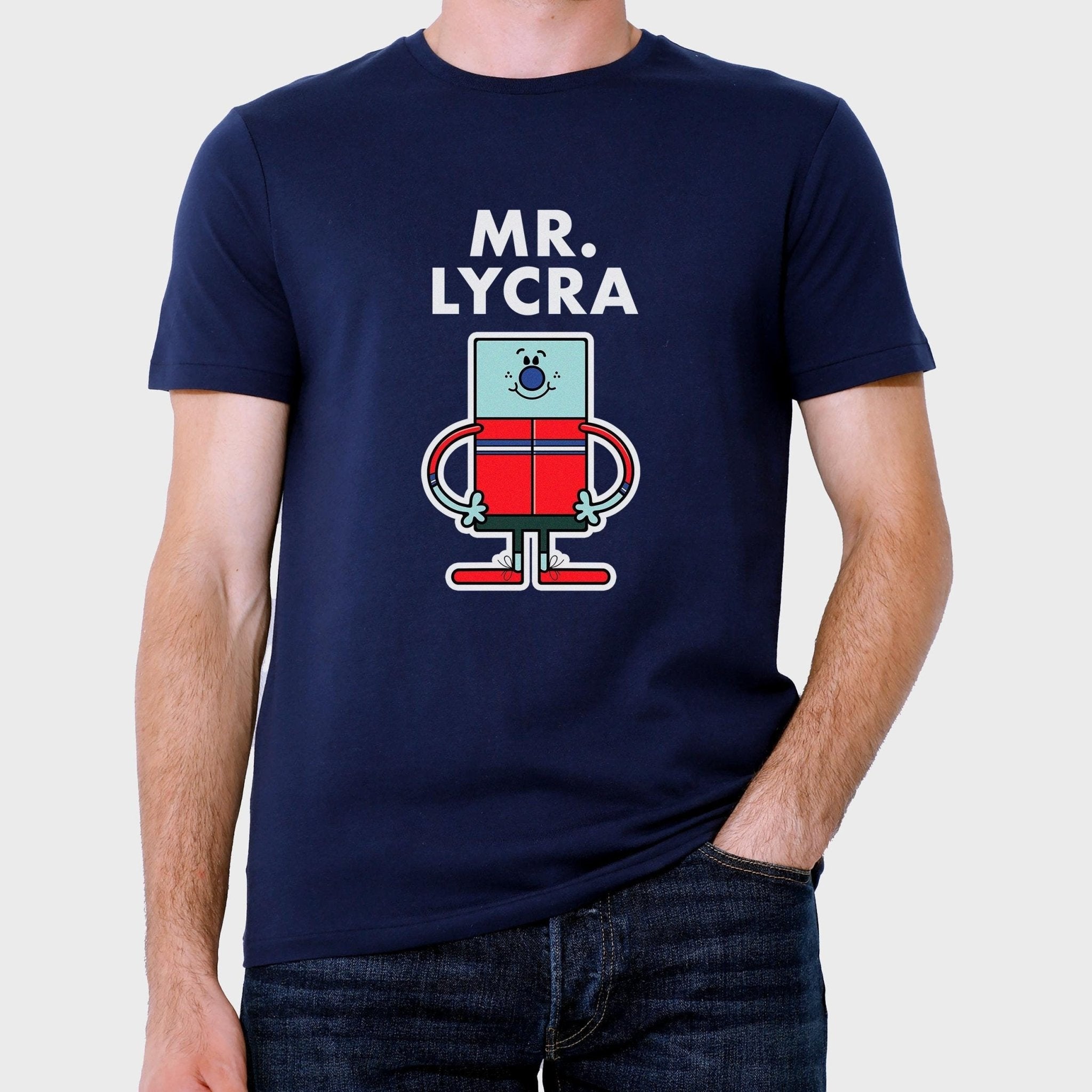 Novelty MR LYCRA T-Shirt Tee Funny Gift Men Unisex Women's Gifts Secret Santa Present Cyclist Unique Birthday Christmas S, M, L, XL Sizing - CheekyChugs