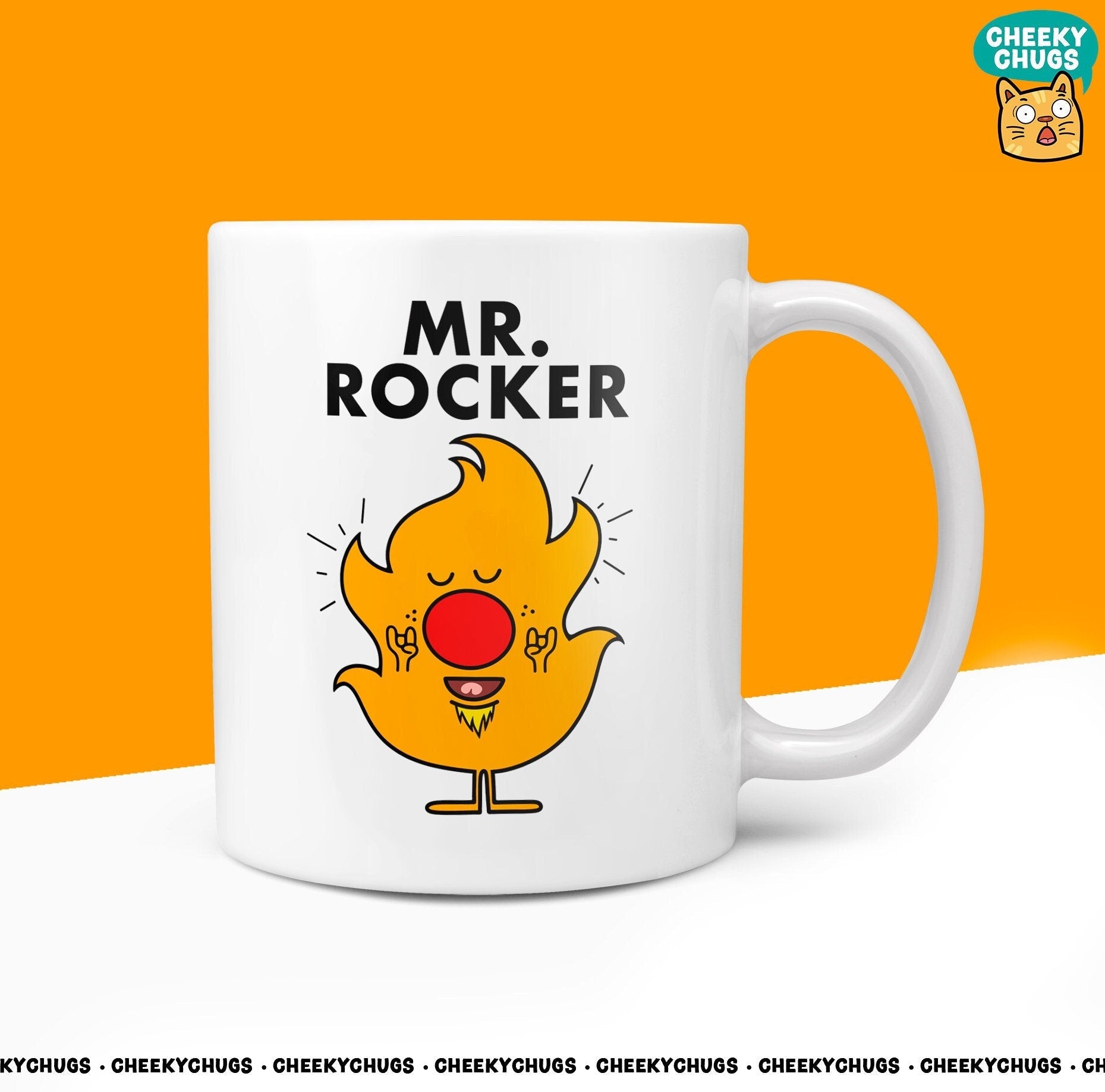 Novelty Mr ROCKER 10oz Coffee Mug - Funny Men Male Cup For Rocking Music 80s Queen Man Christmas Birthday Friend Office Coffee Mug - CheekyChugs