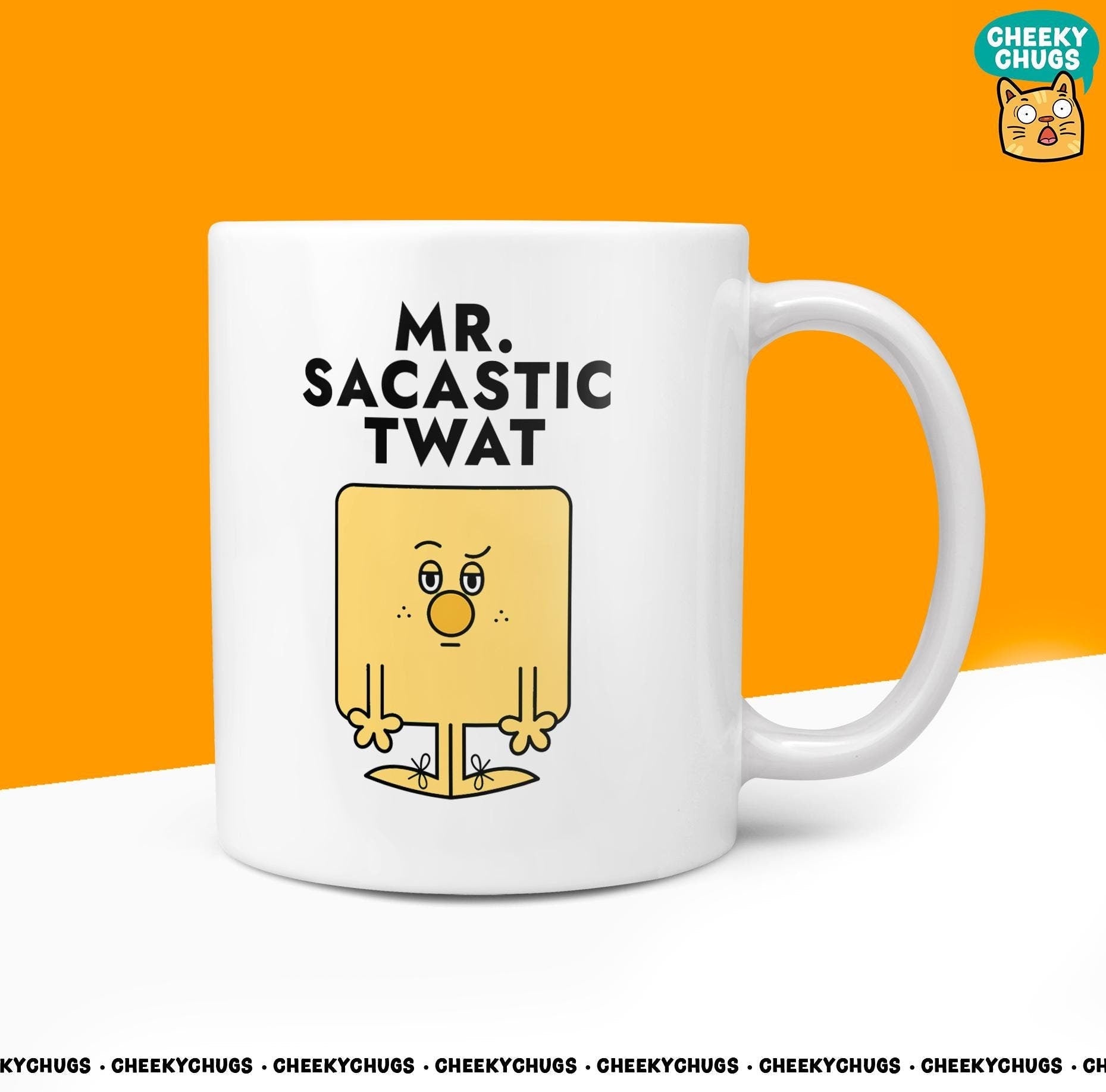 Novelty MR SARCASTIC TWAT Mug Funny Men Mr Him Gift Secret Santa Present Unique Ceramic Novelty Office Birthday Christmas Coffee Tea Cup - CheekyChugs