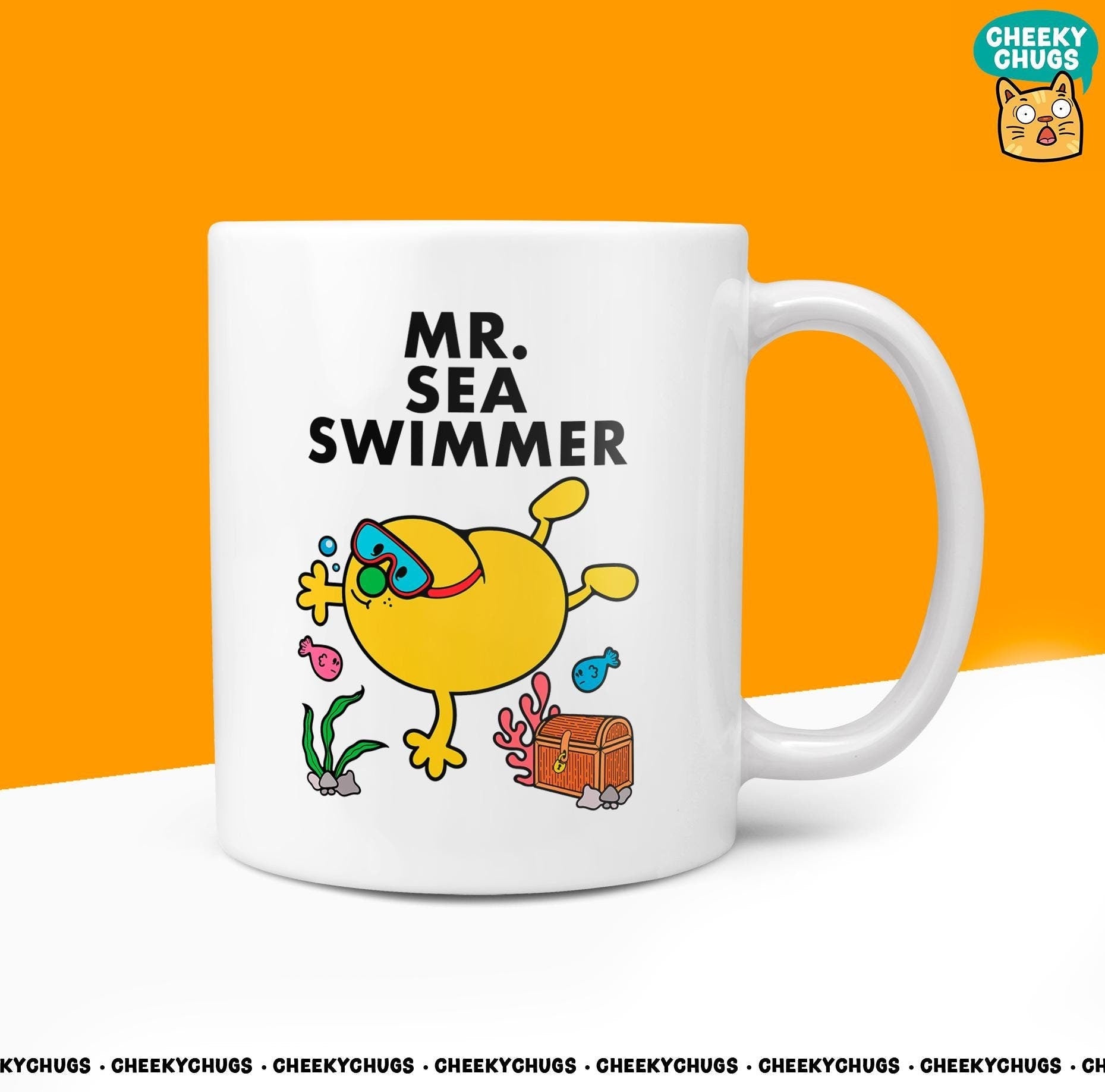 Novelty MR SEA SWIMMER Mug Funny Him Men Male Gift Secret Santa Present Unique Ceramic Novelty Office Birthday Christmas 10oz Tea Cup - CheekyChugs
