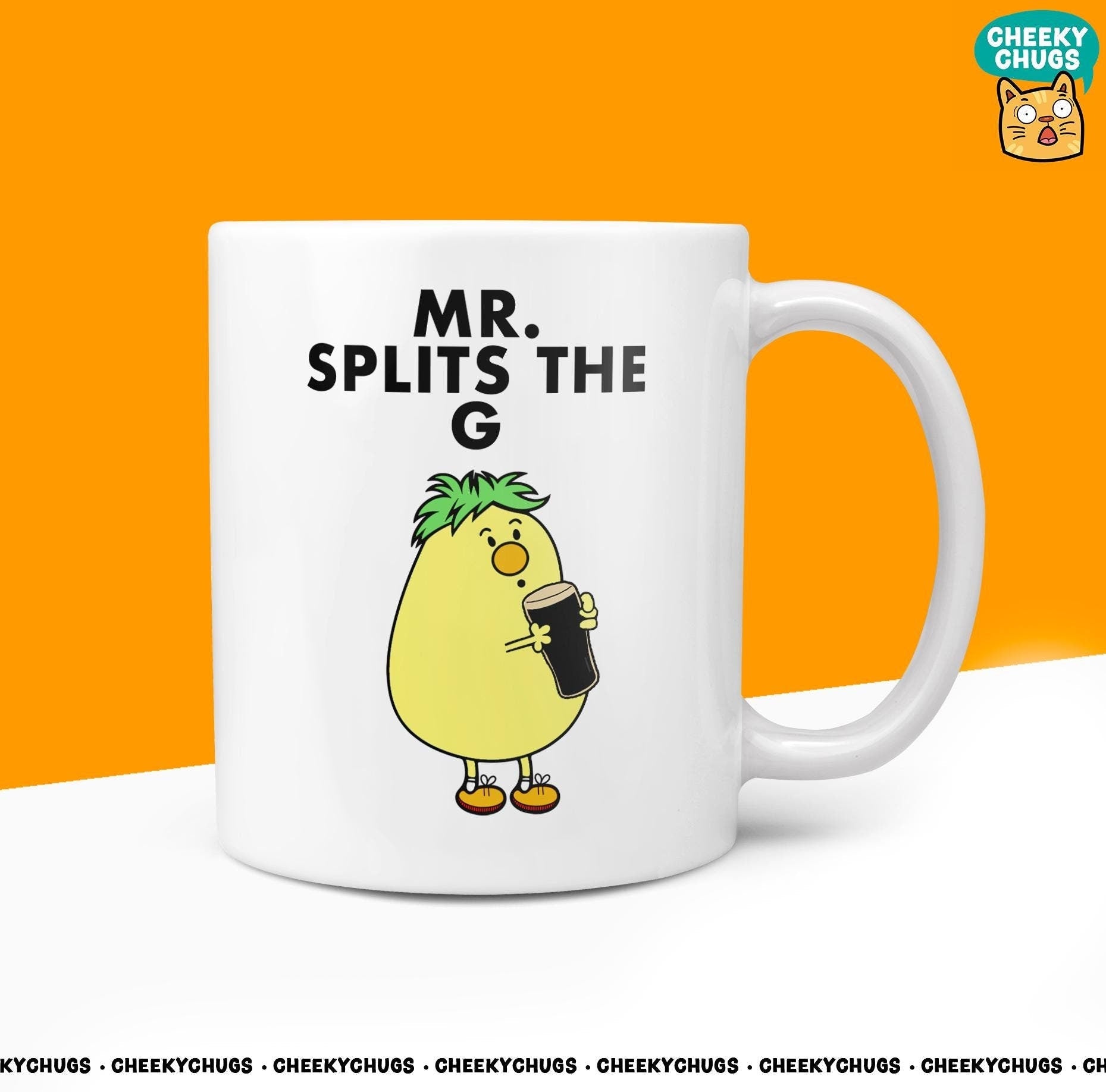 Novelty Mr SPLITS THE G Mug Funny Men Mr Him Gift Secret Santa Present Guinness Ceramic Novelty Office Birthday Christmas 10oz Coffee Cup - CheekyChugs