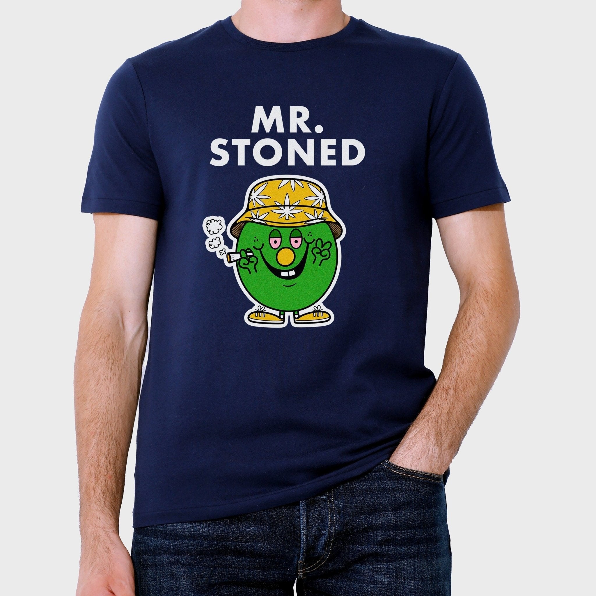 Novelty MR STONED T-Shirt Tee Funny Gift Men Unisex Women's Gifts Secret Santa Present Miss Unique Birthday Christmas S, M, L, XL Sizing - CheekyChugs