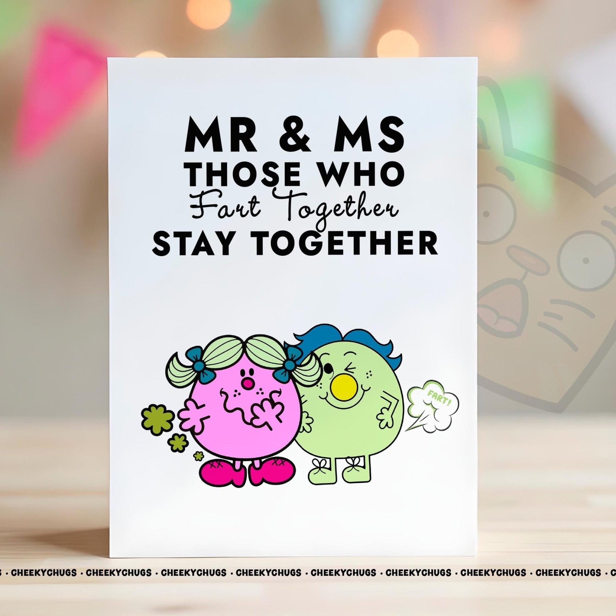 Anniversary Card For Wedding Couples Women's Miss Men Feline Mr Ms FART TOGETHER Stay Together Cards Valentines Card For Wife Husband - 0203 - CheekyChugs