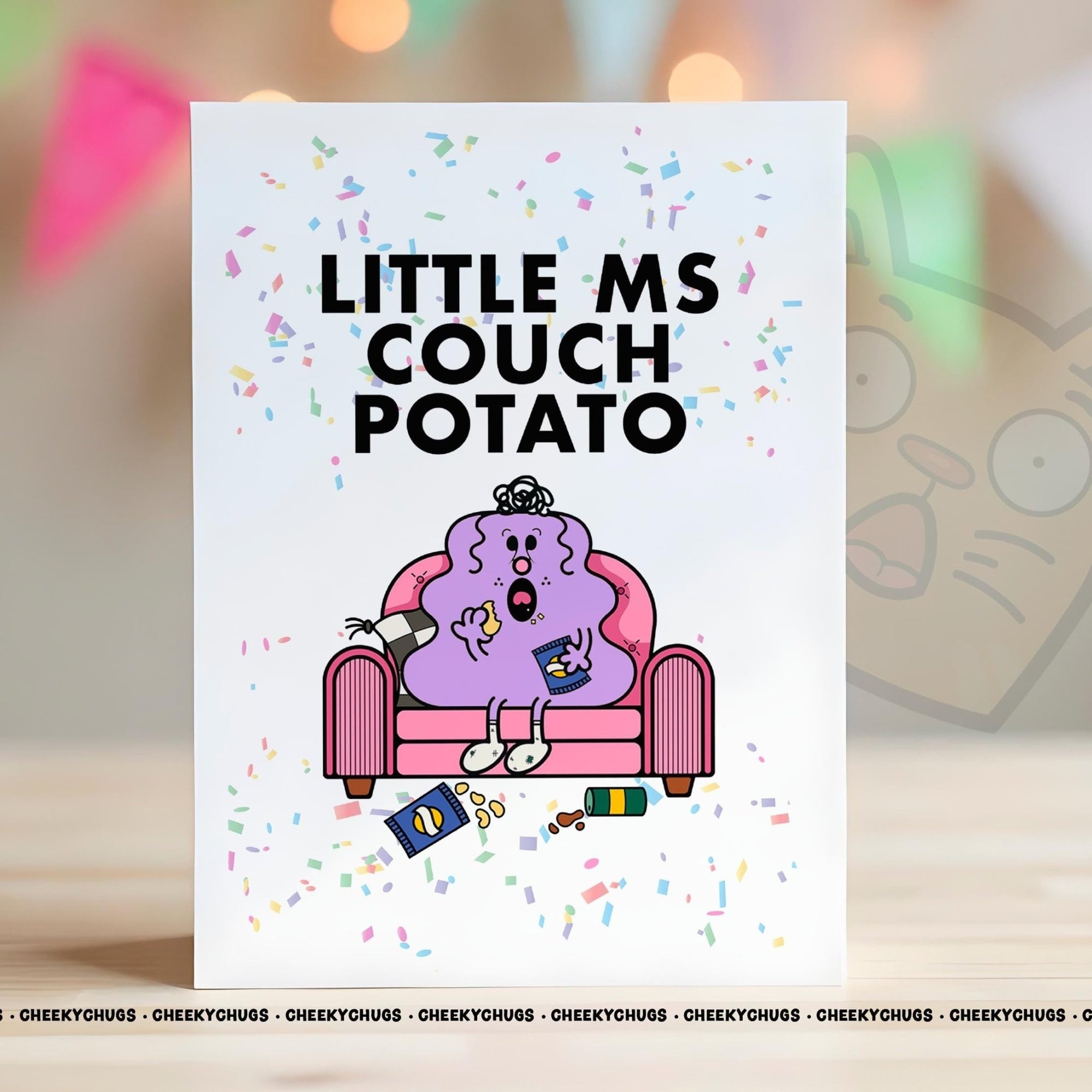Birthday Card Novelty Little Ms COUCH POTATO Greeting Card For Her Miss Female Mum Friend Bestie 18th 21st 30th 40th 50th 60th - CHUGS - 114 - CheekyChugs