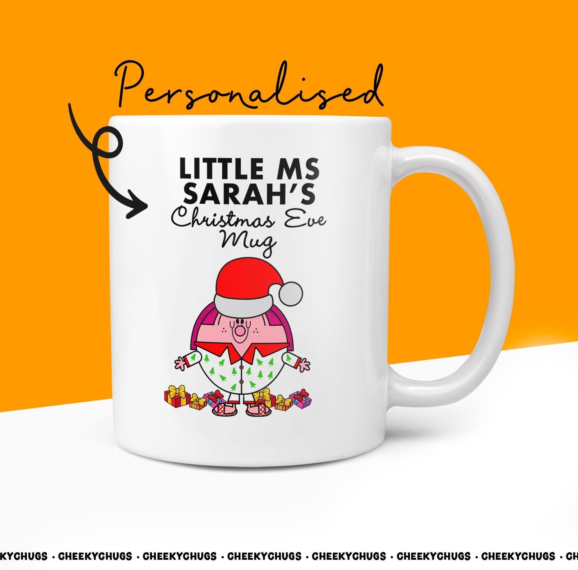 LITTLE Ms CHRISTMAS EVE Mug Personalised Custom Any Name Xmas Gift For Her Miss Her Women Daughter Girls Novelty Gifts 10oz Coffee Tea Mug - CheekyChugs