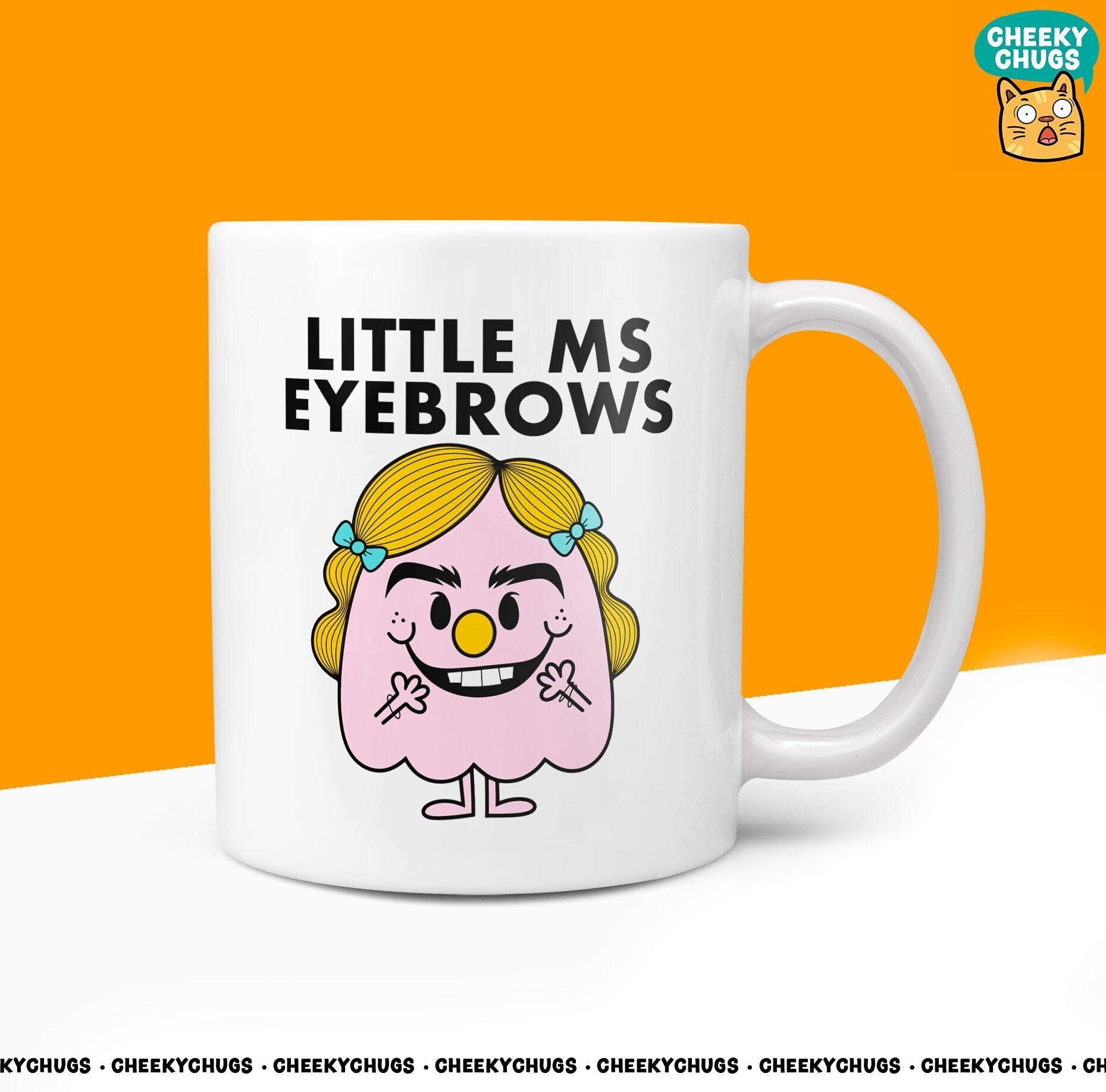 Little MS EYEBROWS Friend Office Bestie Funny Birthday Christmas Gift For Miss Her Novelty Mr Men Gifts 10oz Coffee Tea Mug - CheekyChugs