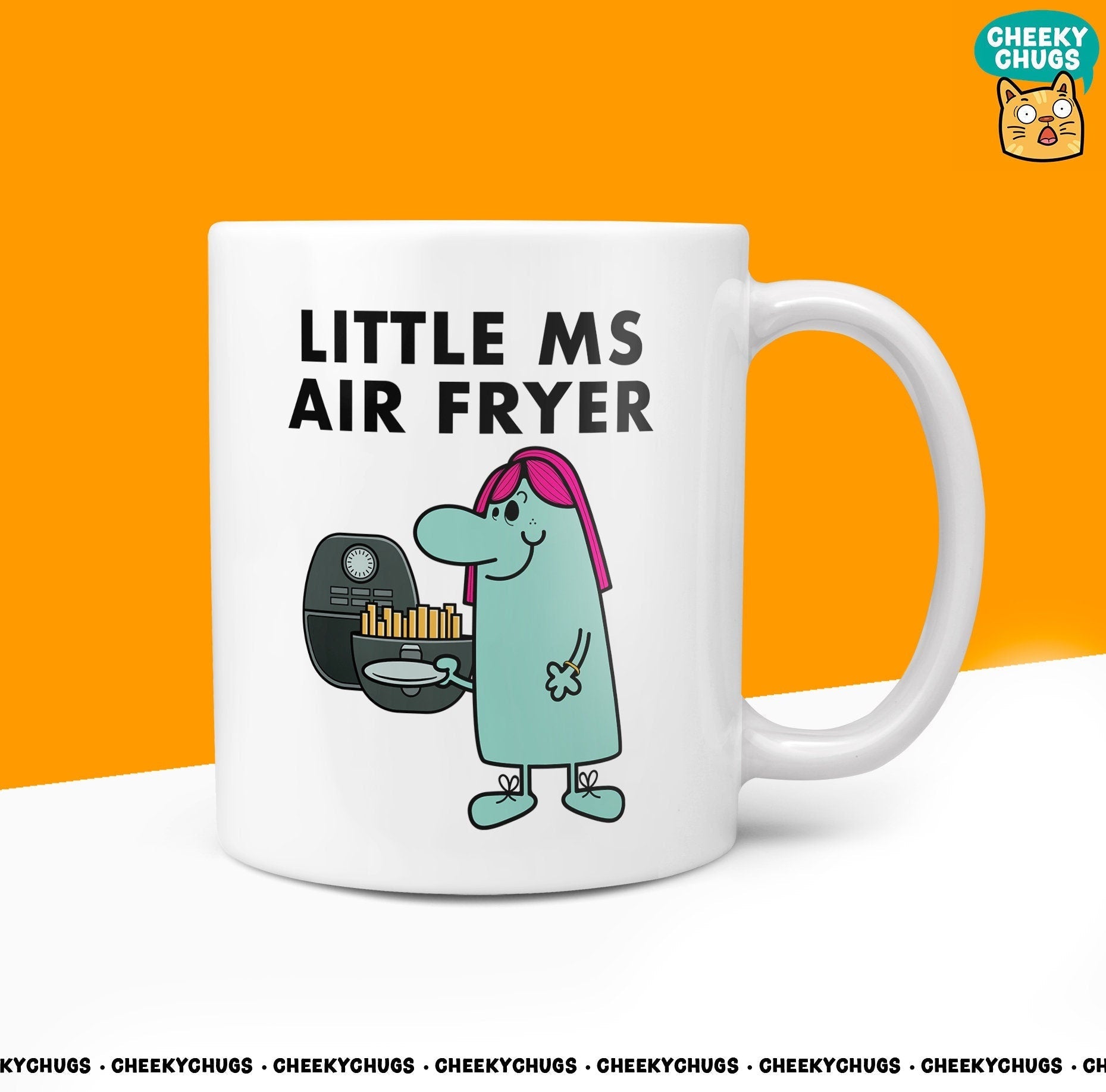 Novelty LITTLE Ms AIR FRYER Mug Funny Miss Women Her Gift Gifts Work Ninja Office Birthday Christmas 10oz Coffee Tea Cup - CheekyChugs