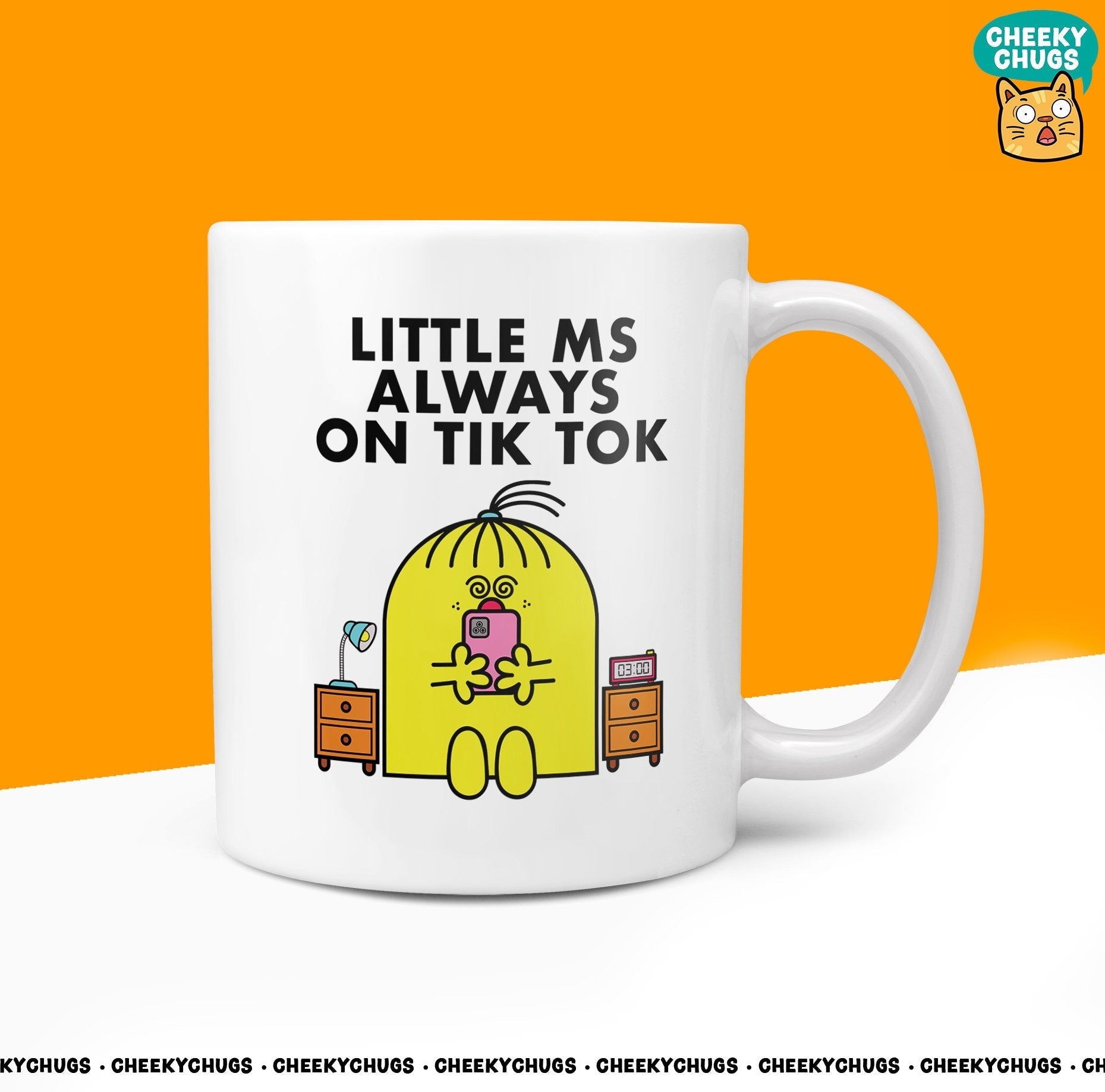 Novelty Little Ms ALWAYS ON TIKTOK 10oz Coffee Mug - Funny Miss Female Cup For Christmas Birthday Gift Present Friend Phone Coffee Mugs - CheekyChugs