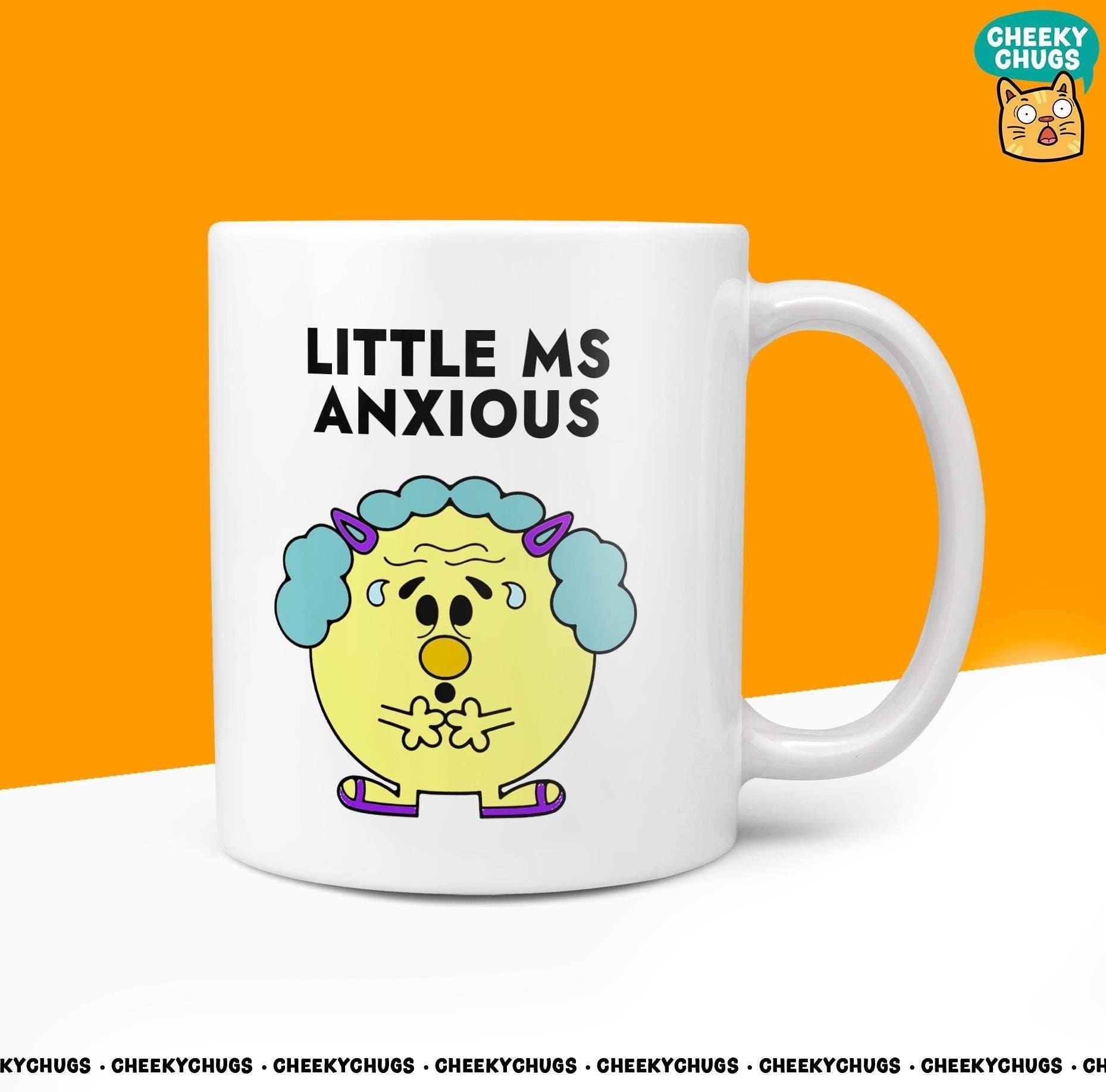 Novelty Little MS ANXIOUS Mug Funny Women's Miss Her Gift Secret Santa Present Ceramic Novelty Parody Birthday Christmas Coffee Tea Cup - CheekyChugs