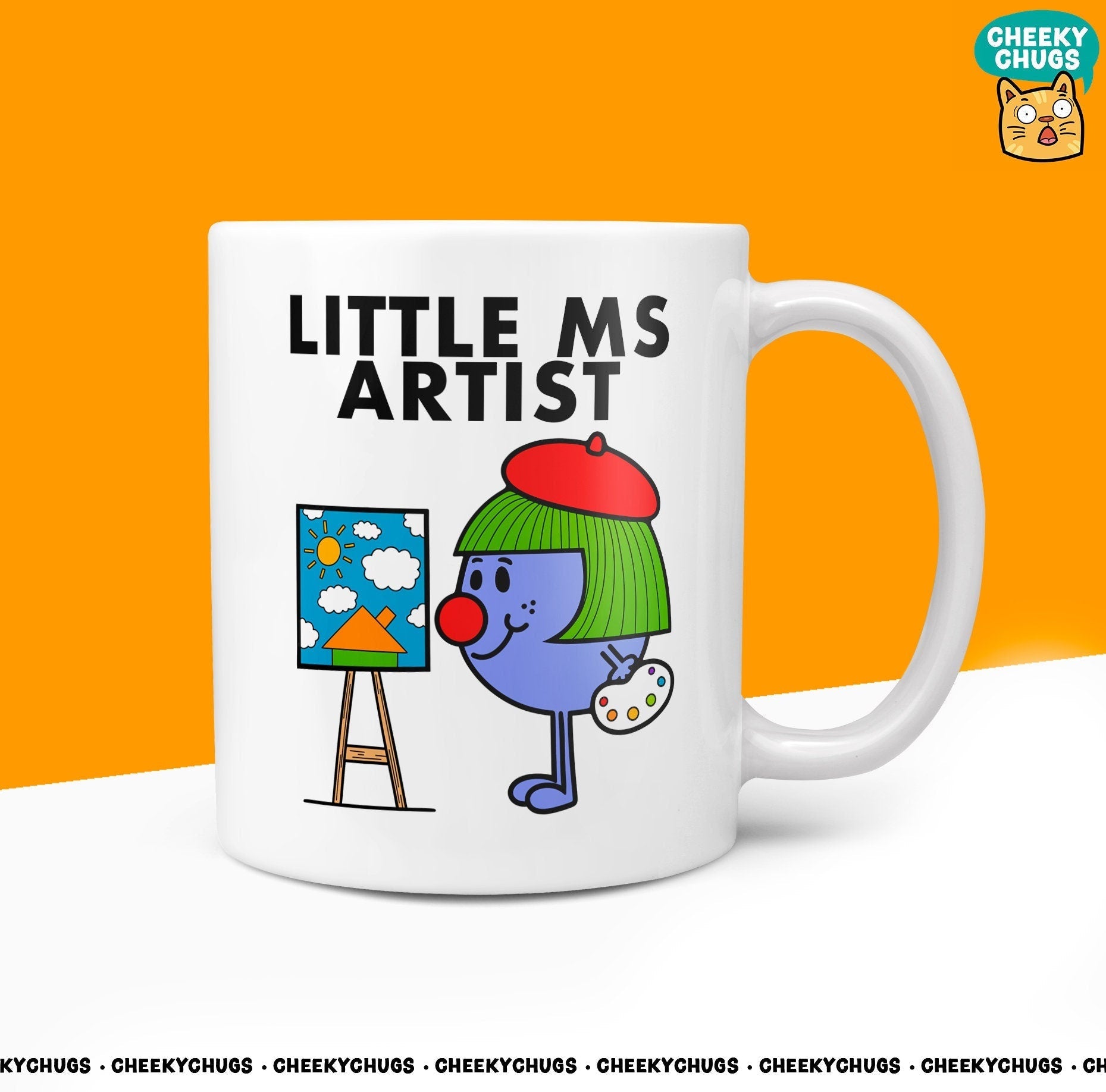 Novelty Little Ms ARTIST 10oz Coffee Mug - Art Gifts For Her Miss Female Painter Art Teacher Painting Gift Birthday Christmas - CheekyChugs