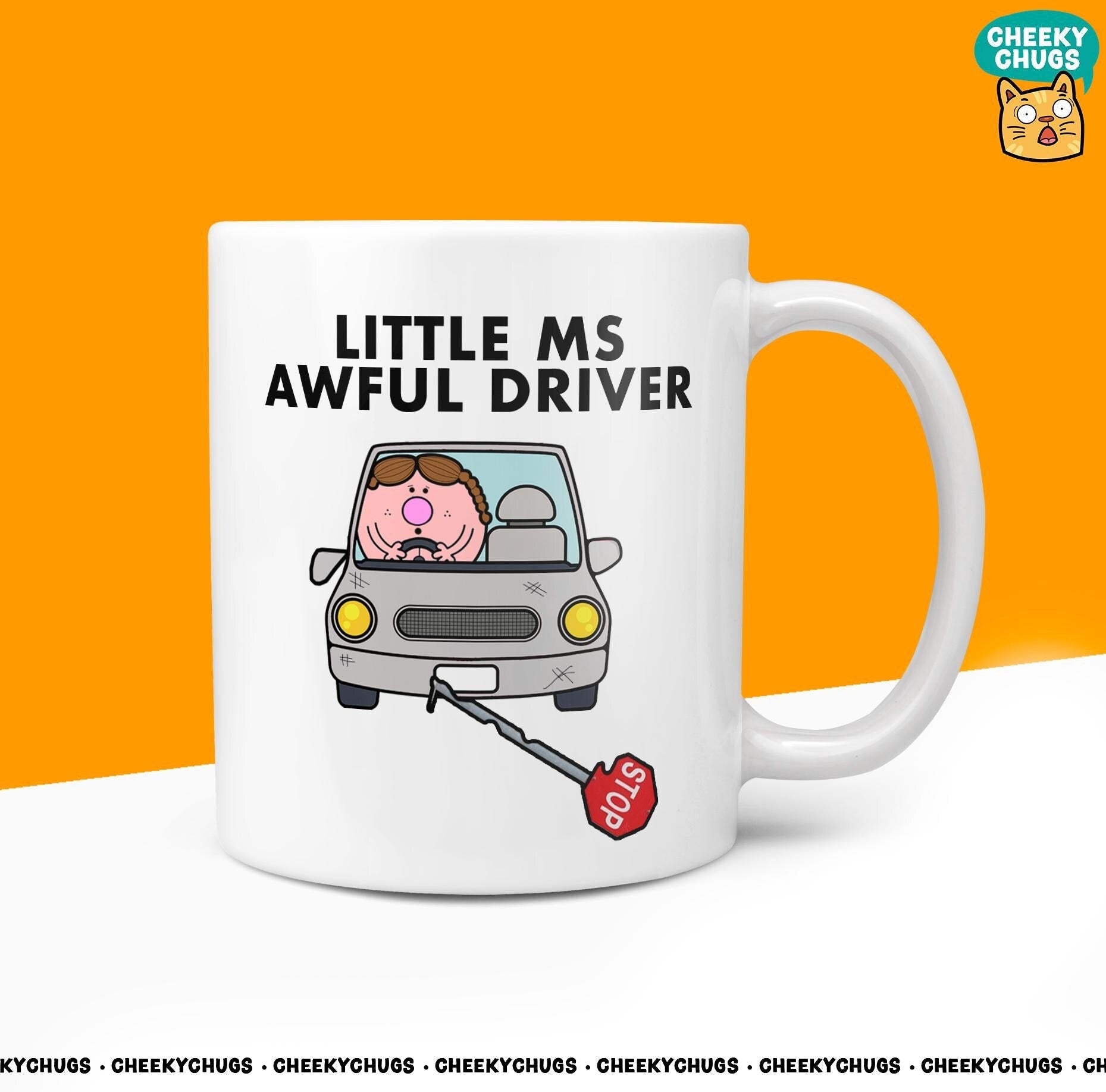 Novelty Little Ms AWFUL DRIVER Mug Funny Women's Miss Her Gift Secret Santa Present Ceramic Novelty Parody Birthday Christmas Coffee Tea Cup - CheekyChugs