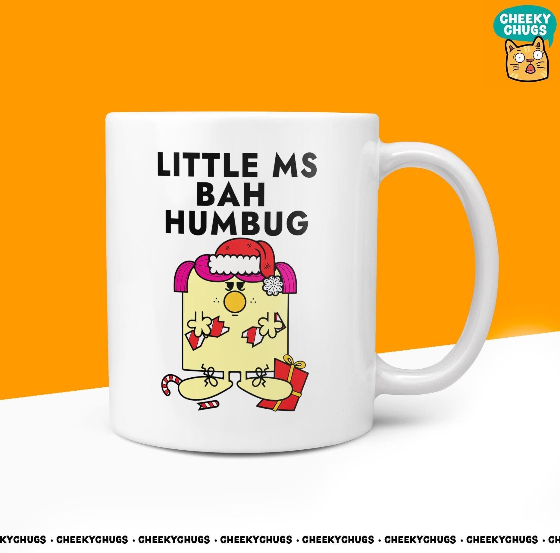 Novelty Little MS BAH HUMBUG 10oz Coffee Mug - Gift for Those Who Aren't Fond of Christmas, Unique Festive Miss Humour Design for Her - CheekyChugs