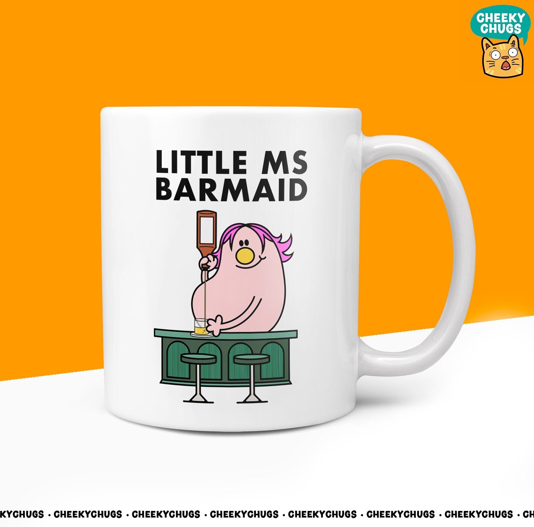 Novelty Little MS BARMAID 10oz Coffee Mug - Funny Gift Ideas For Her Miss Women Bar Gifts Pub Club Inspired Office Birthday Christmas Gifts - CheekyChugs