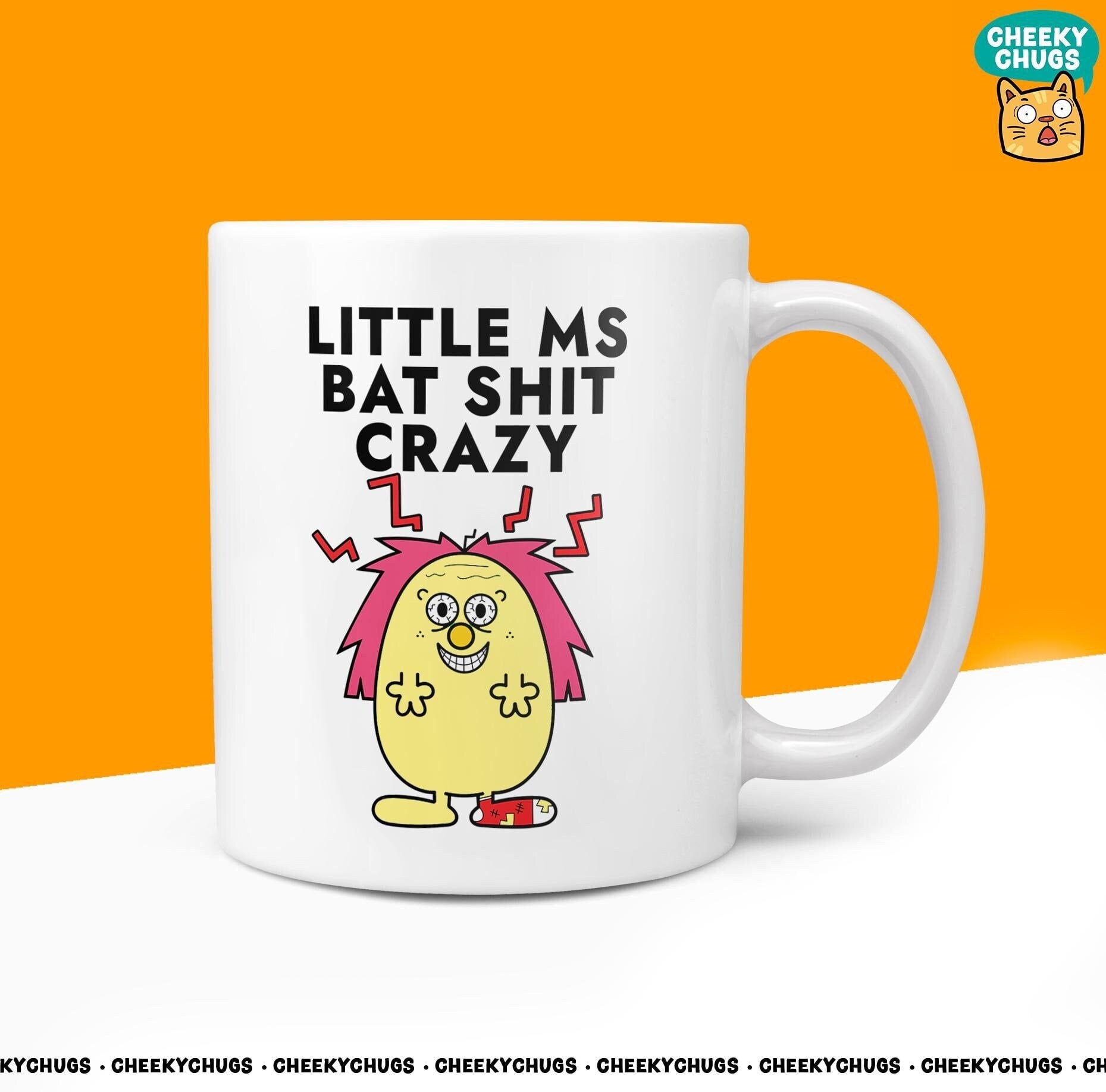 Novelty Little Ms BAT SHIT CRAZY Mug Funny Women's Miss Her Gift Secret Santa Present Ceramic Parody Birthday Christmas Coffee Tea Cup - CheekyChugs