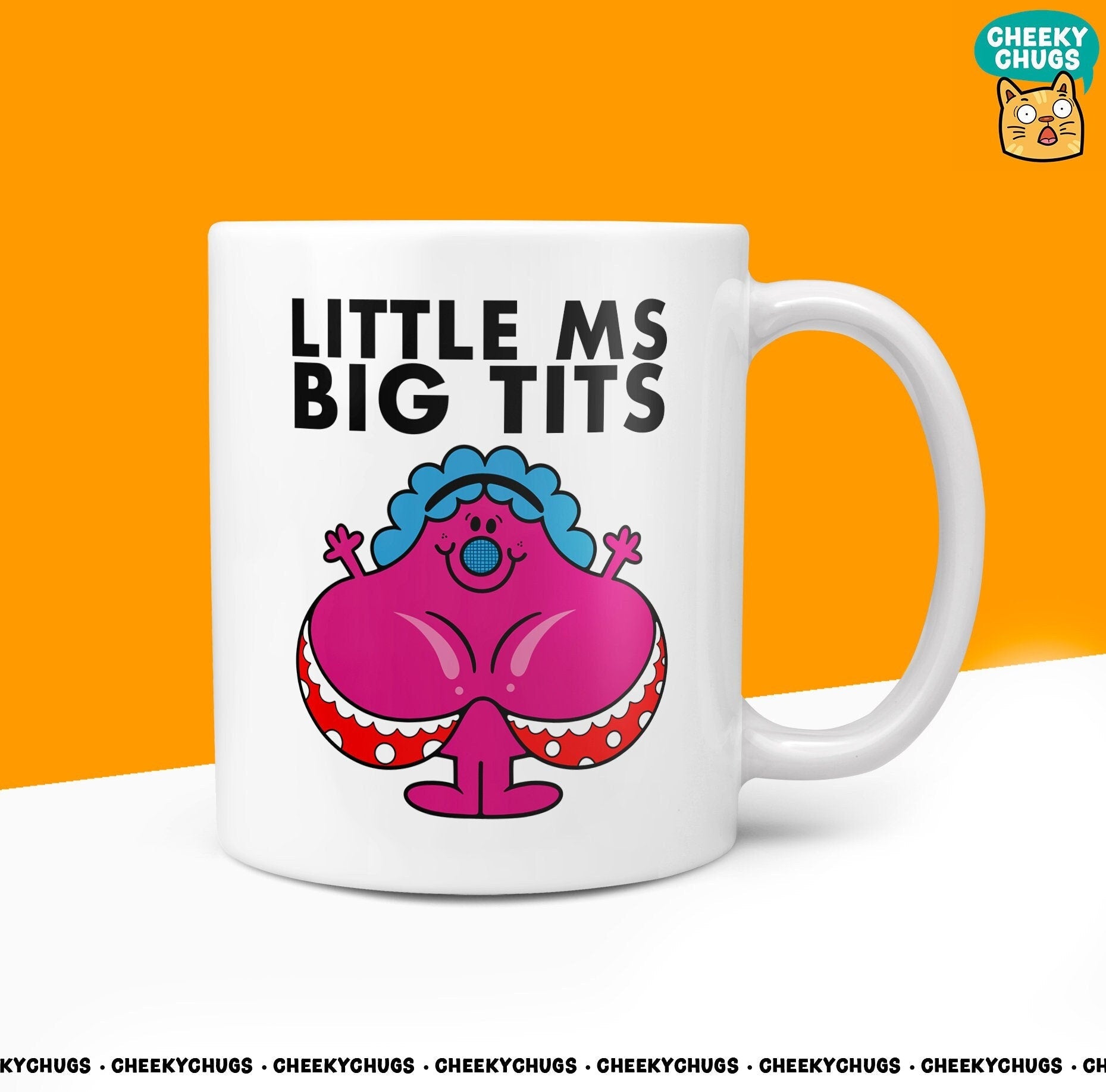 Novelty Little Ms BIG TITS 10oz Coffee Mug - Funny Gifts For Big Breasted Friend Miss Office Work Secret Santa Gift Birthday Christmas - CheekyChugs