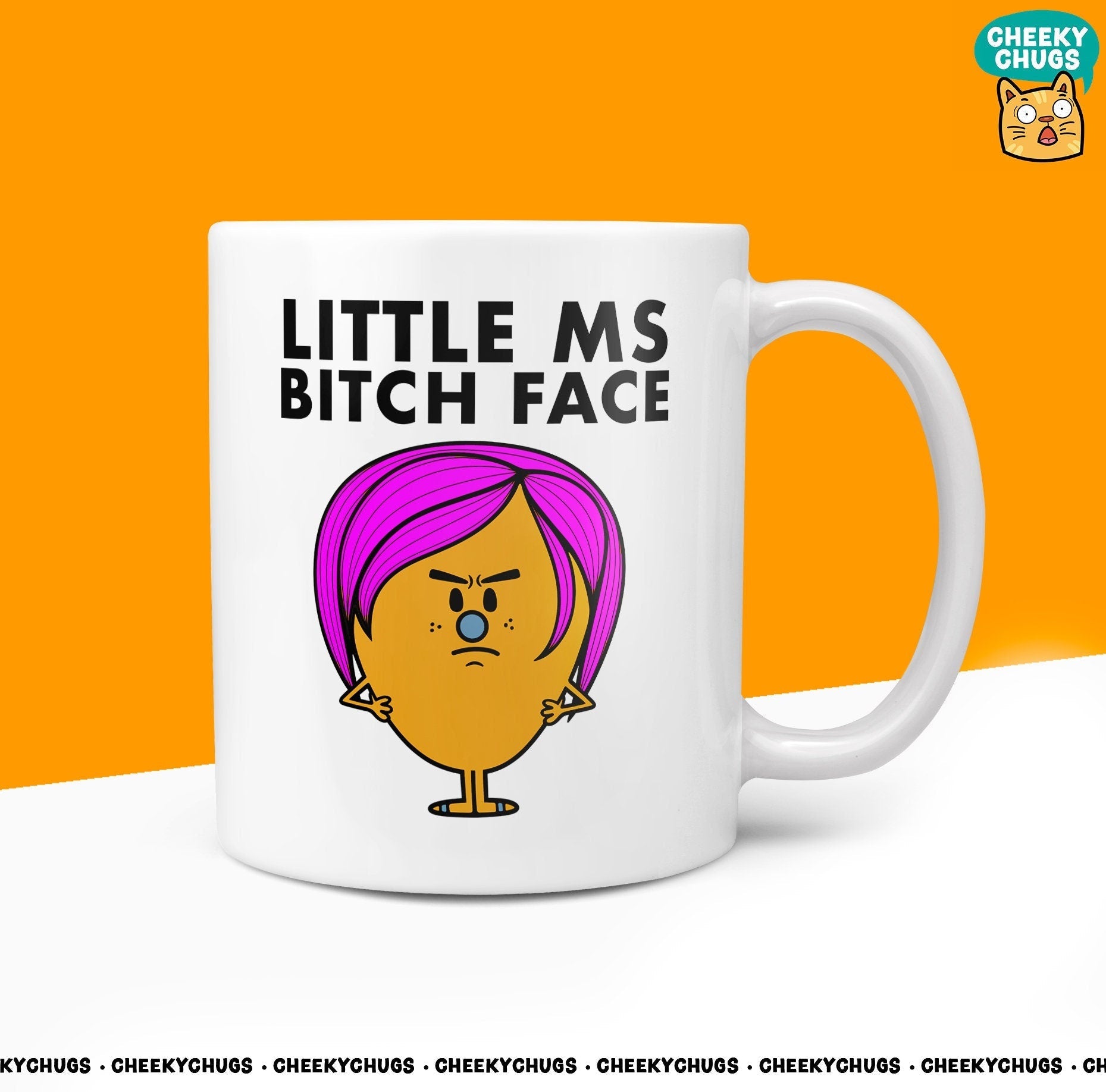 Novelty Little Ms BITCH FACE 10oz Coffee Mug - Gift For Her Miss Bossy Office Resting Female Secret Santa Gifts Birthday Christmas Present - CheekyChugs