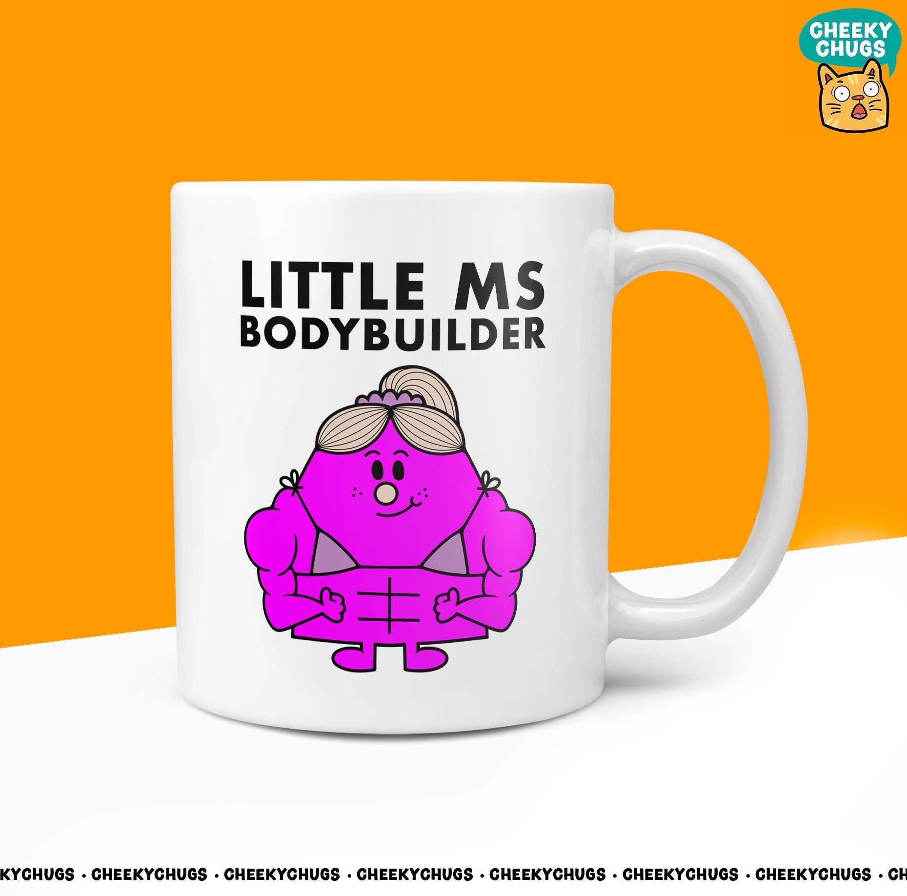 Novelty Little Ms BODYBUILDER 10oz Coffee Mug - Gift For Her Female Gym Muscle Workout Gifts Birthday Christmas Present - CheekyChugs