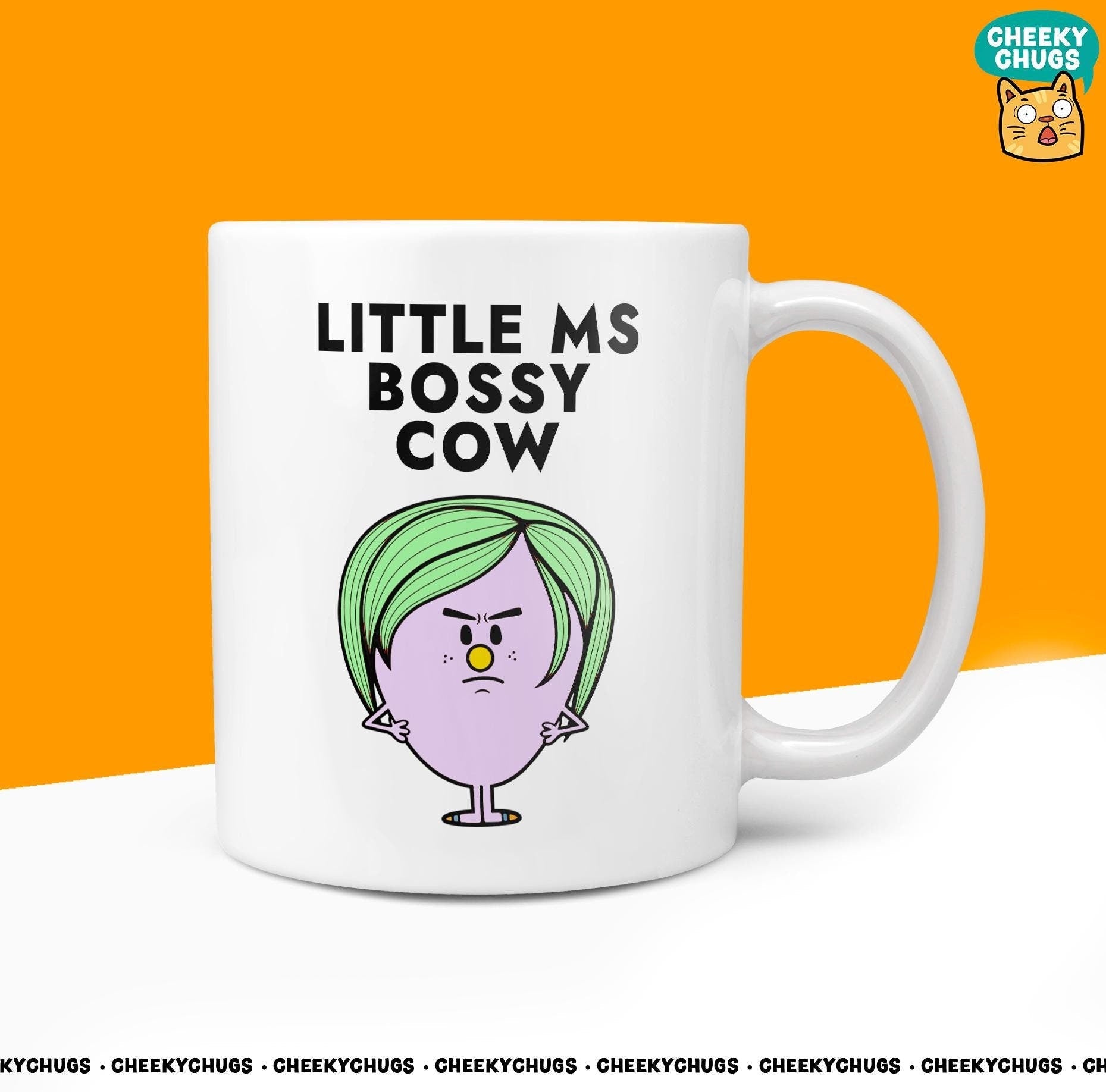 Novelty Little MS BOSSY COW Mug Funny Women's Miss Her Gift Secret Santa Present Ceramic Novelty Parody Birthday Christmas Tea Cup - CheekyChugs