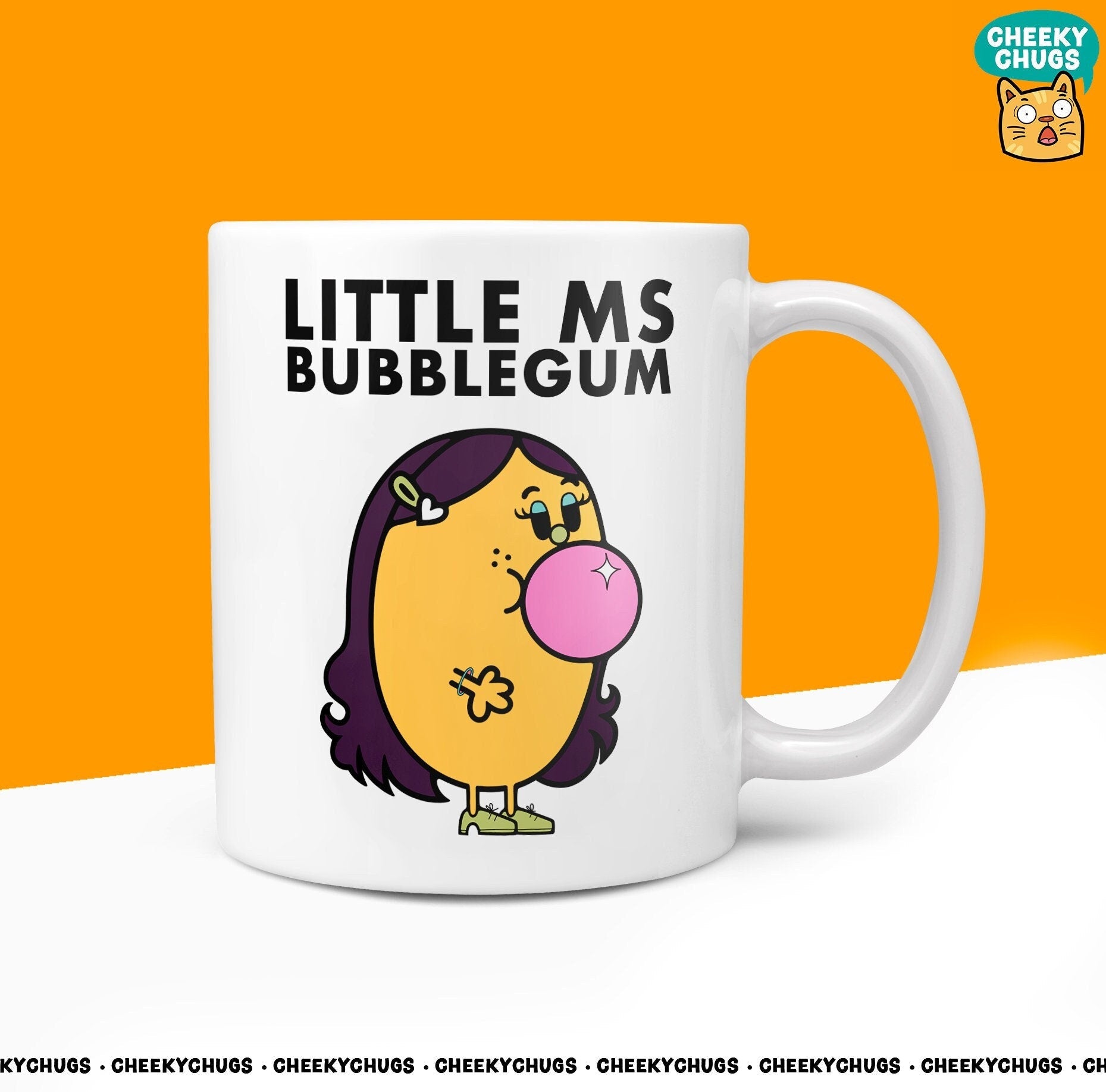 Novelty Little Ms BUBBLEGUM Mug Funny Men Miss Her Gift Secret Santa Present Unique Ceramic Novelty Office Birthday Christmas Coffee Cup - CheekyChugs
