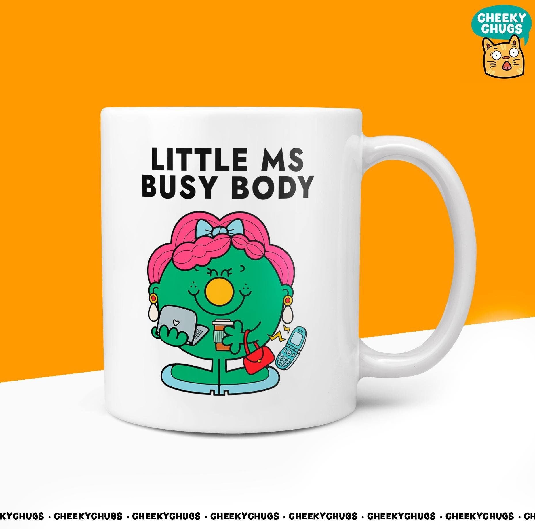 Novelty Little MS BUSY BODY Mug Funny Women's Miss Her Gift Secret Santa Present Ceramic Novelty Parody Birthday Christmas Coffee Tea Cup - CheekyChugs