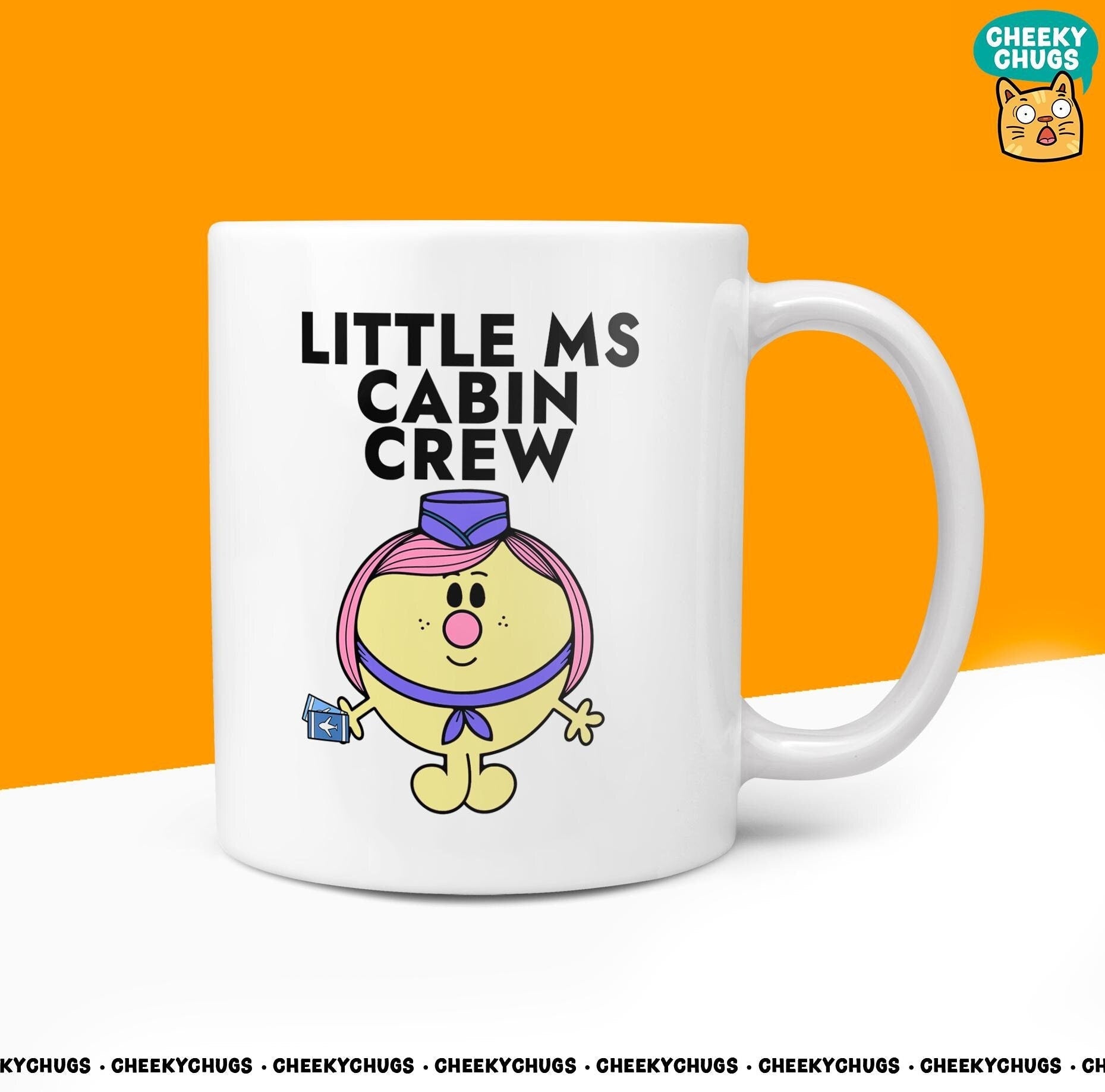 Novelty Little MS CABIN CREW 10oz Coffee Mug - Plane Flight Air Hostess Trolley Aviation Gifts Her Miss Female Birthday Christmas Present - CheekyChugs
