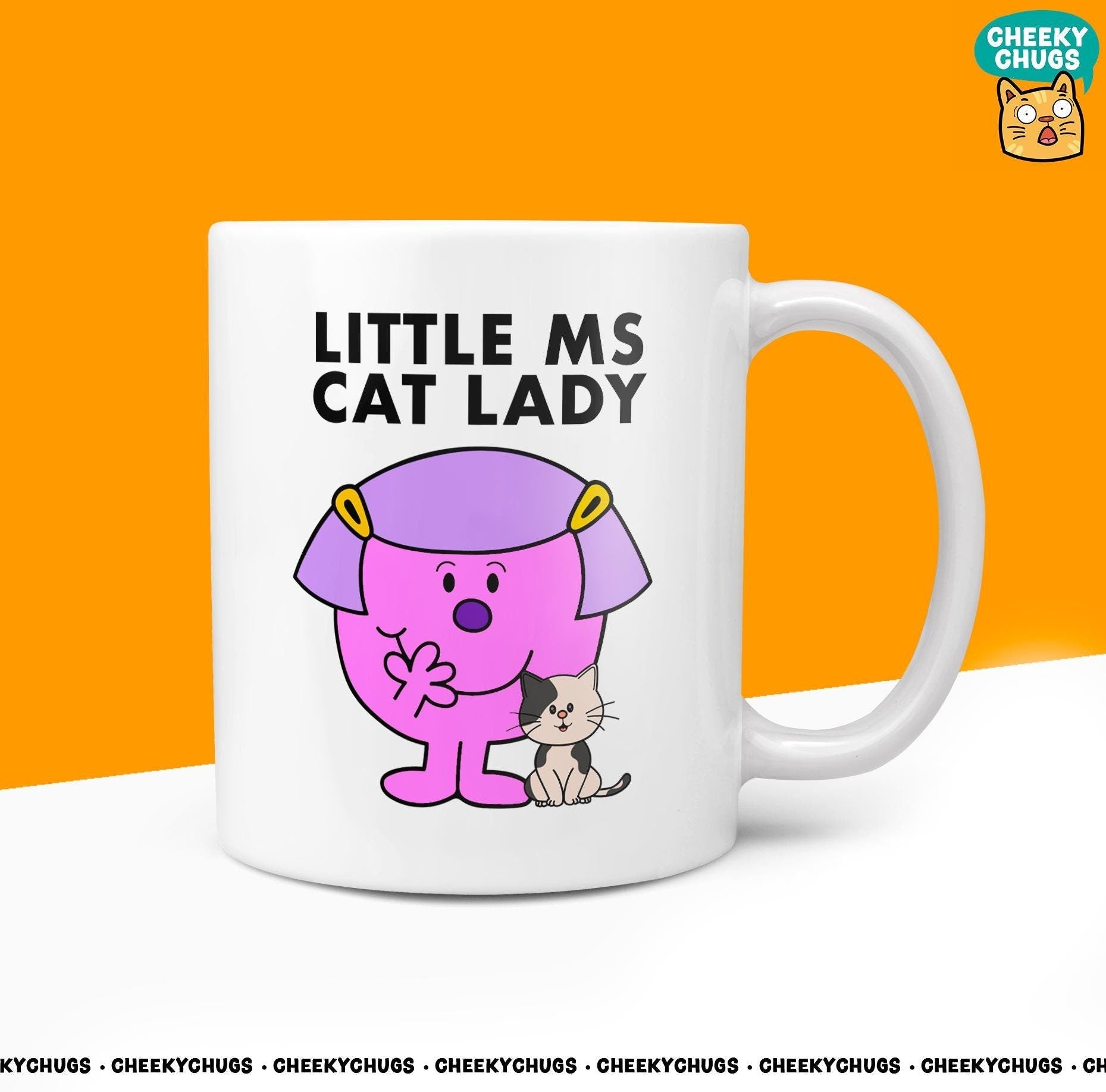 Novelty Little MS CAT LADY 10oz Coffee Mug - Gift for the Female Cat Owner - Celebrate Your Love for Cats with this Charming Miss Cup Her - CheekyChugs