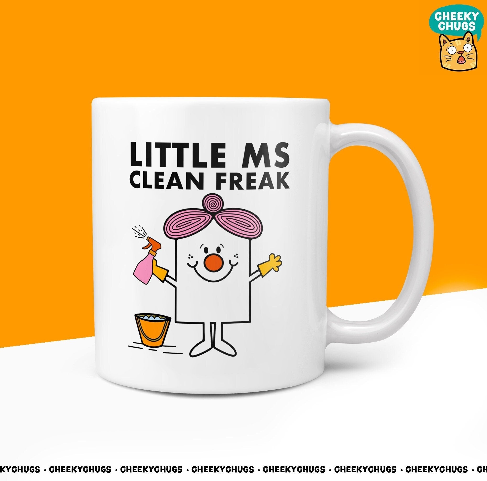 Novelty Little Ms CLEAN FREAK 10oz Coffee Mug - Funny Gifts For Cleaning Lady Mrs Hinch Inspired Work Secret Santa Gift Birthday Christmas - CheekyChugs