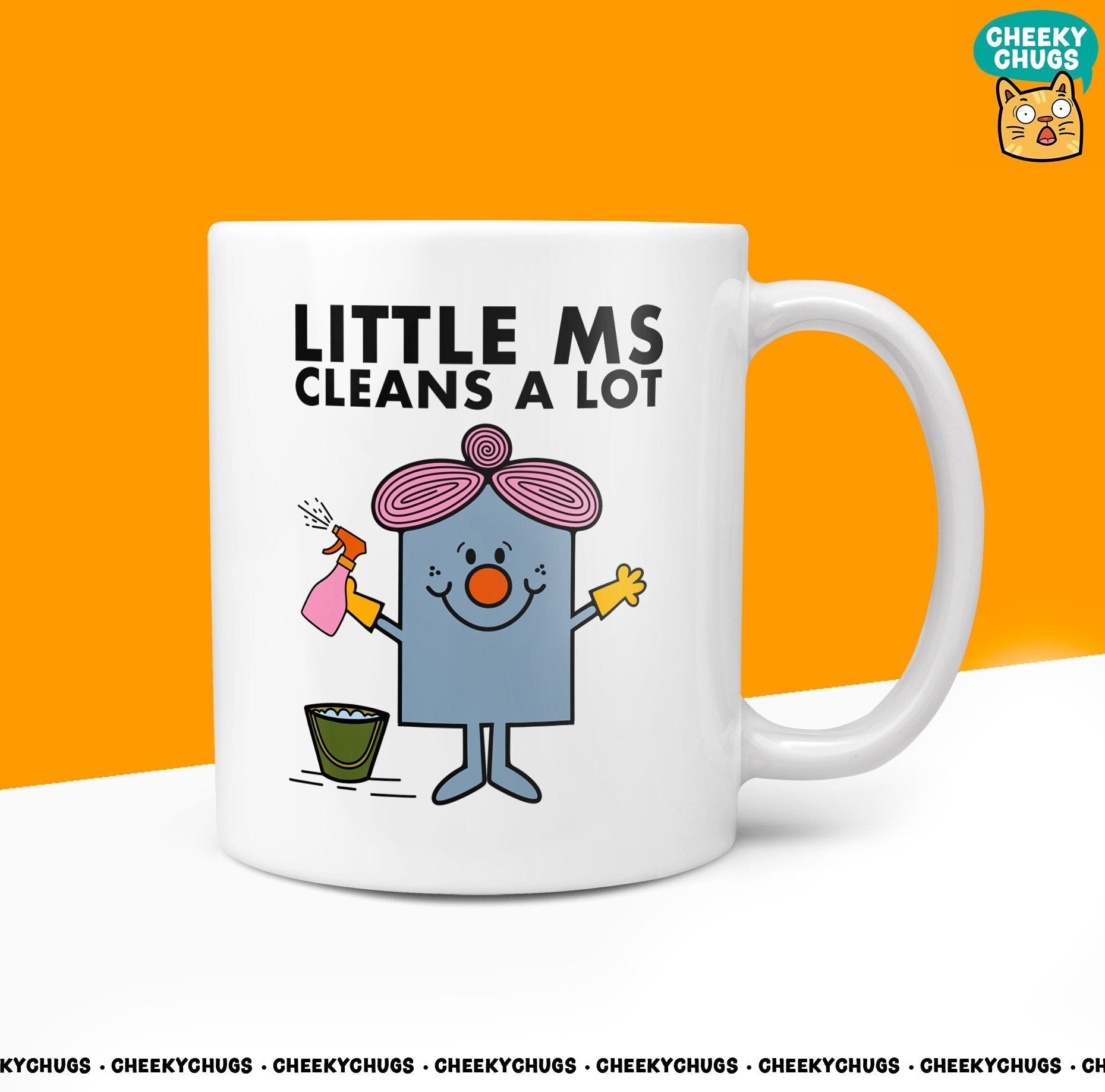 Novelty Little Ms CLEANS A LOT 10oz Coffee Mug - Funny Gifts For Cleaning Lady Miss Hinch Inspired Work Secret Santa Gift Birthday Christmas - CheekyChugs