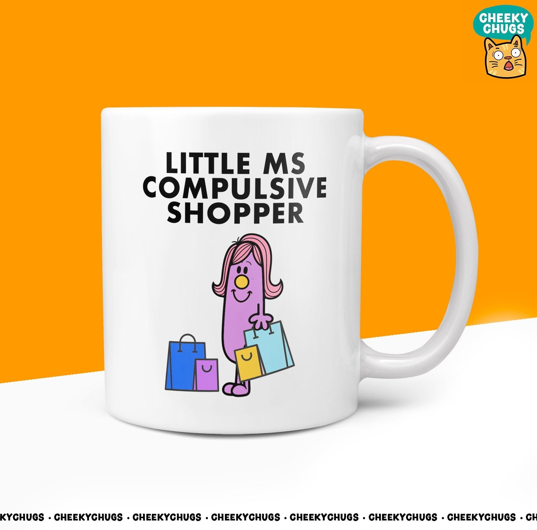 Novelty Little MS COMPULSIVE SHOPPER 10oz Coffee Mug - Funny Miss Female Cup For Christmas Birthday Gift Present Friend Shopping Coffee Mugs - CheekyChugs