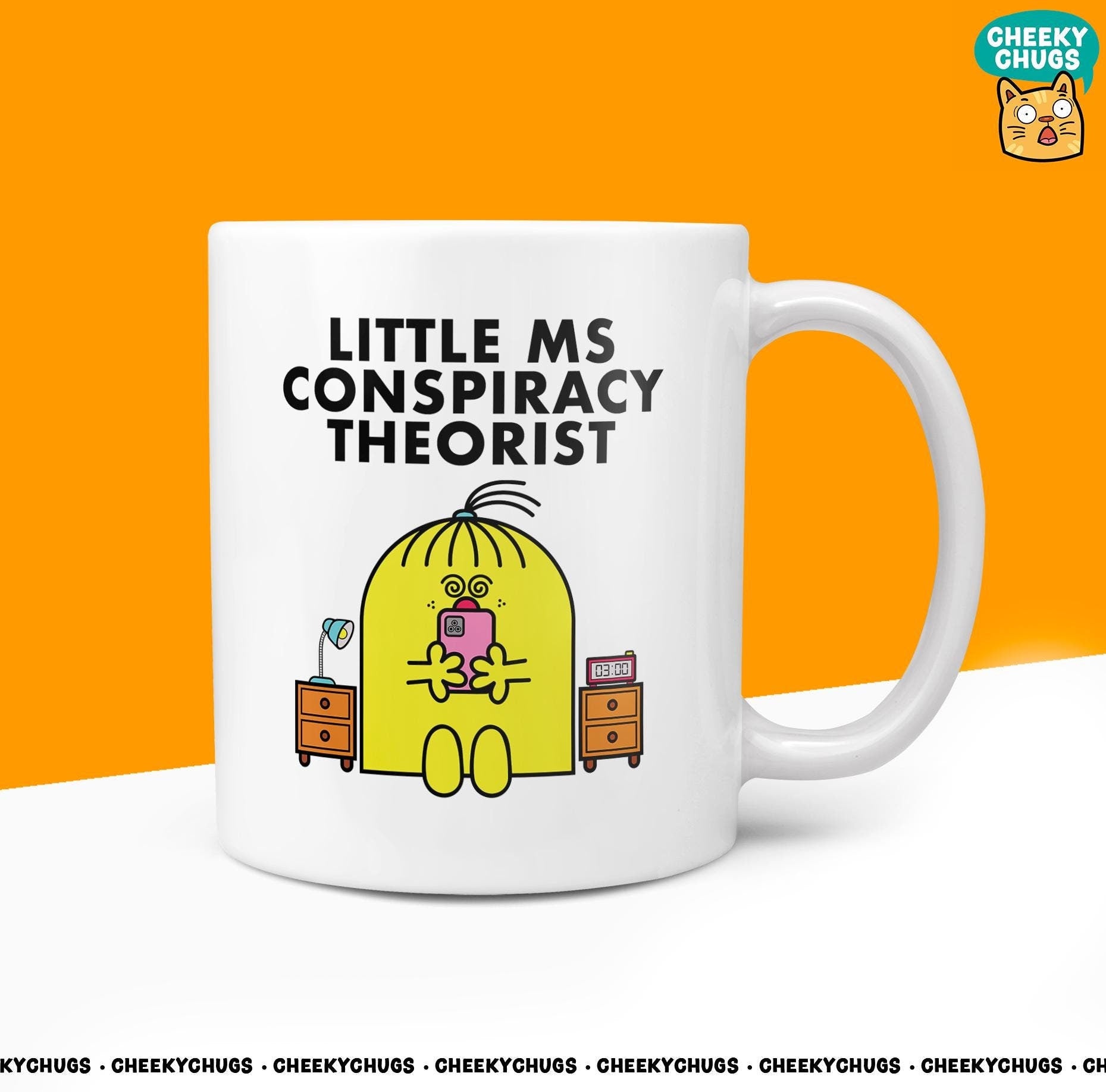 Novelty Little MS CONSPIRACY THEORIST 10oz Coffee Mug - Funny Miss Female Cup For Christmas Birthday Gift Present Friend Phone Coffee Mugs - CheekyChugs