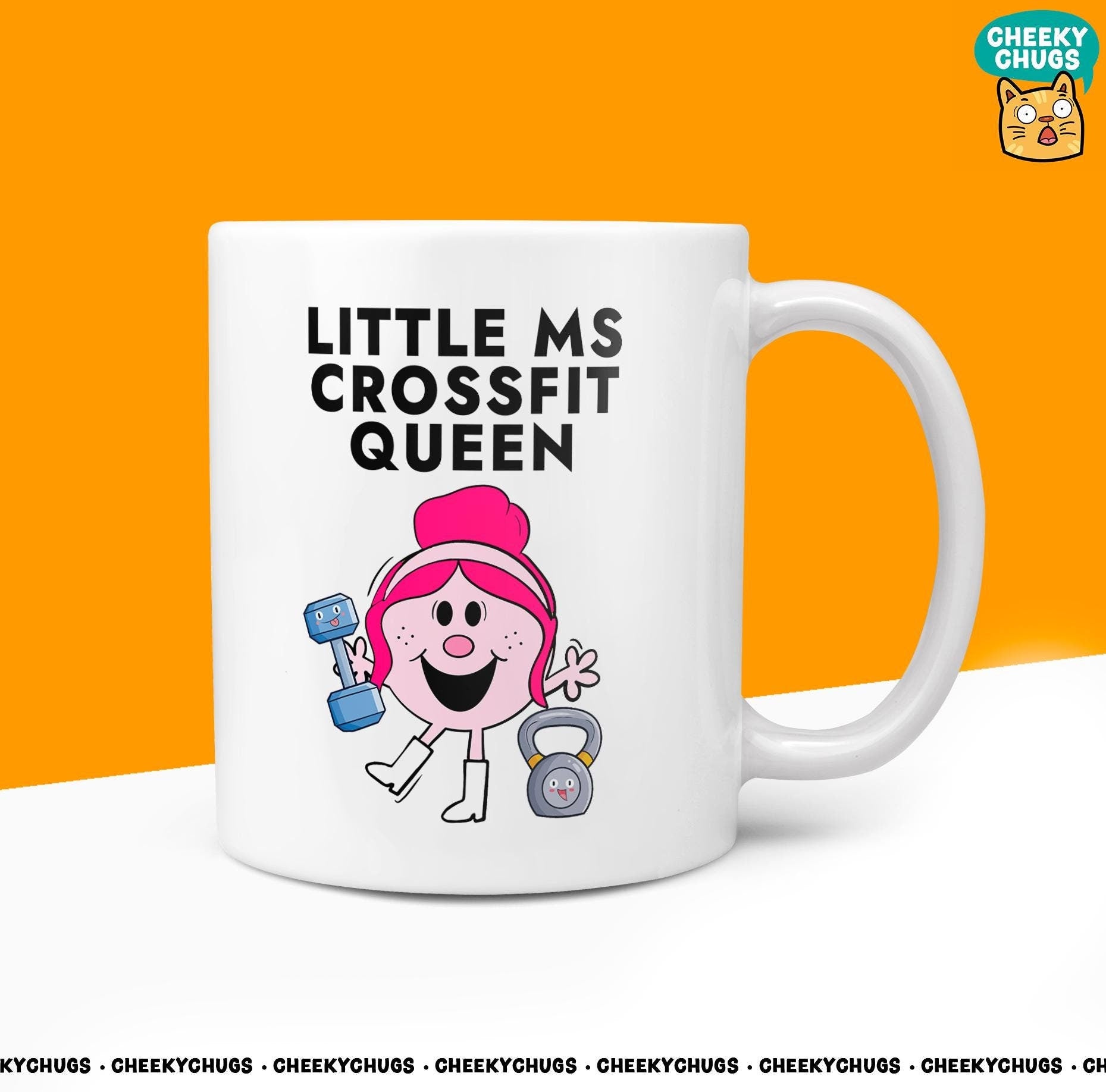 Novelty Little Ms CROSSFIT QUEEN 10oz Coffee Mug - Gift For Her Female Gym Muscle Workout Gifts Birthday Christmas Gym Workout Present - CheekyChugs