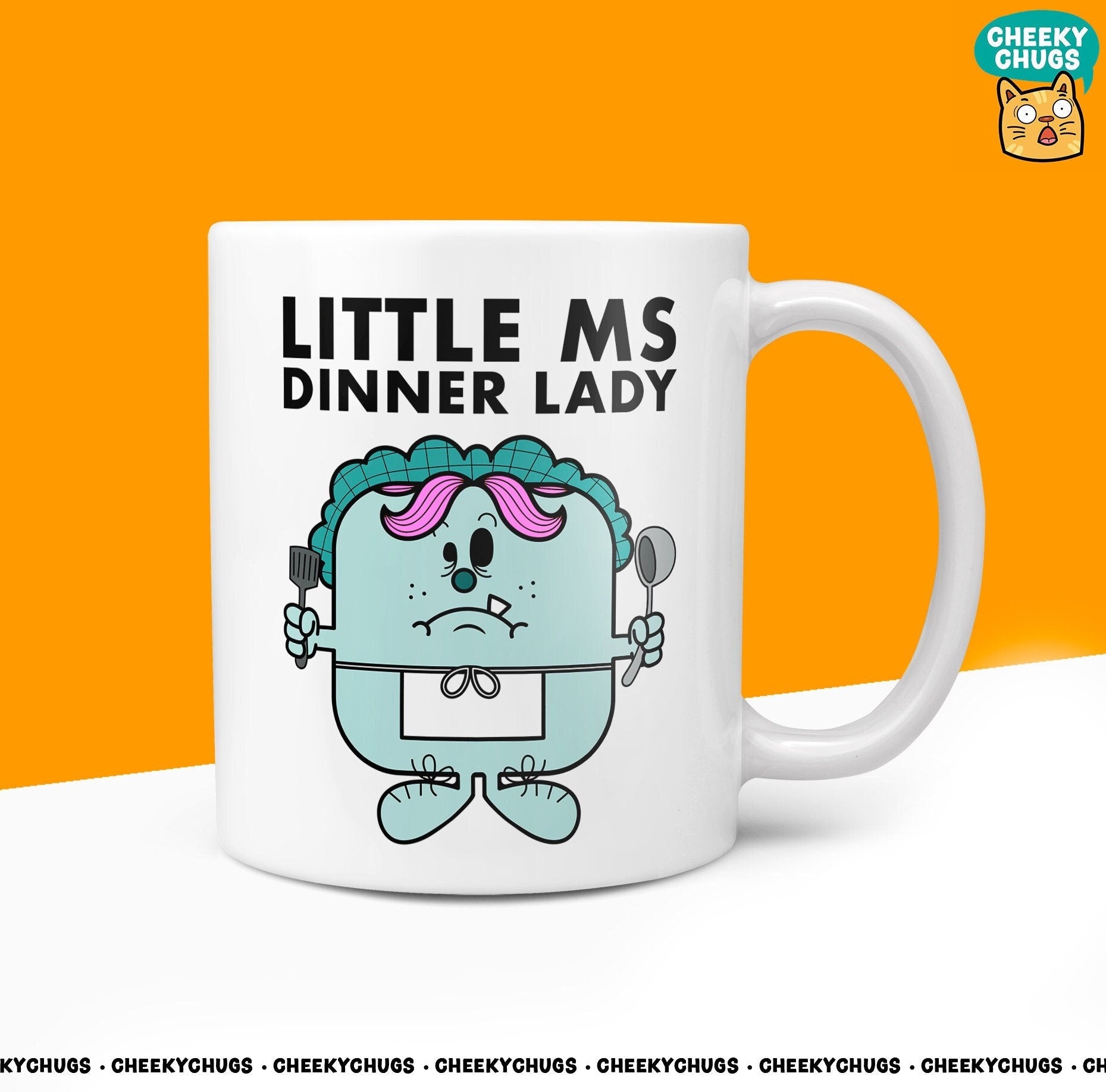 Novelty Little Ms DINNER LADY Mug Funny Miss Women Gift Secret Santa Present Ceramic Novelty Office Birthday Christmas 10oz Coffee Tea Cup - CheekyChugs