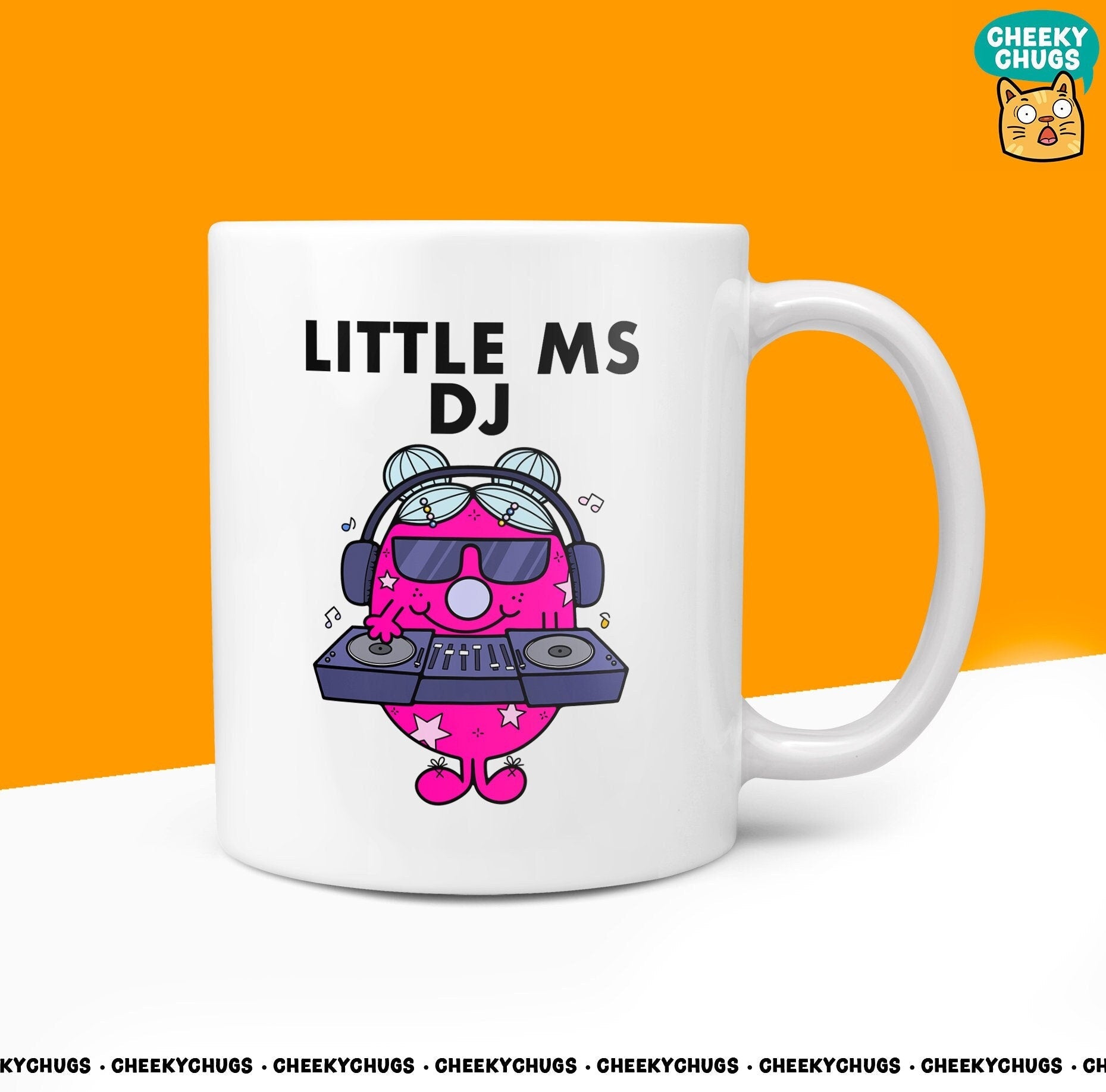 Novelty LITTLE Ms DJ 10oz Coffee Mug - Funny Miss Women Cup For Disc Jockey DJ Man Christmas Birthday Friend Office Coffee Mug - CheekyChugs