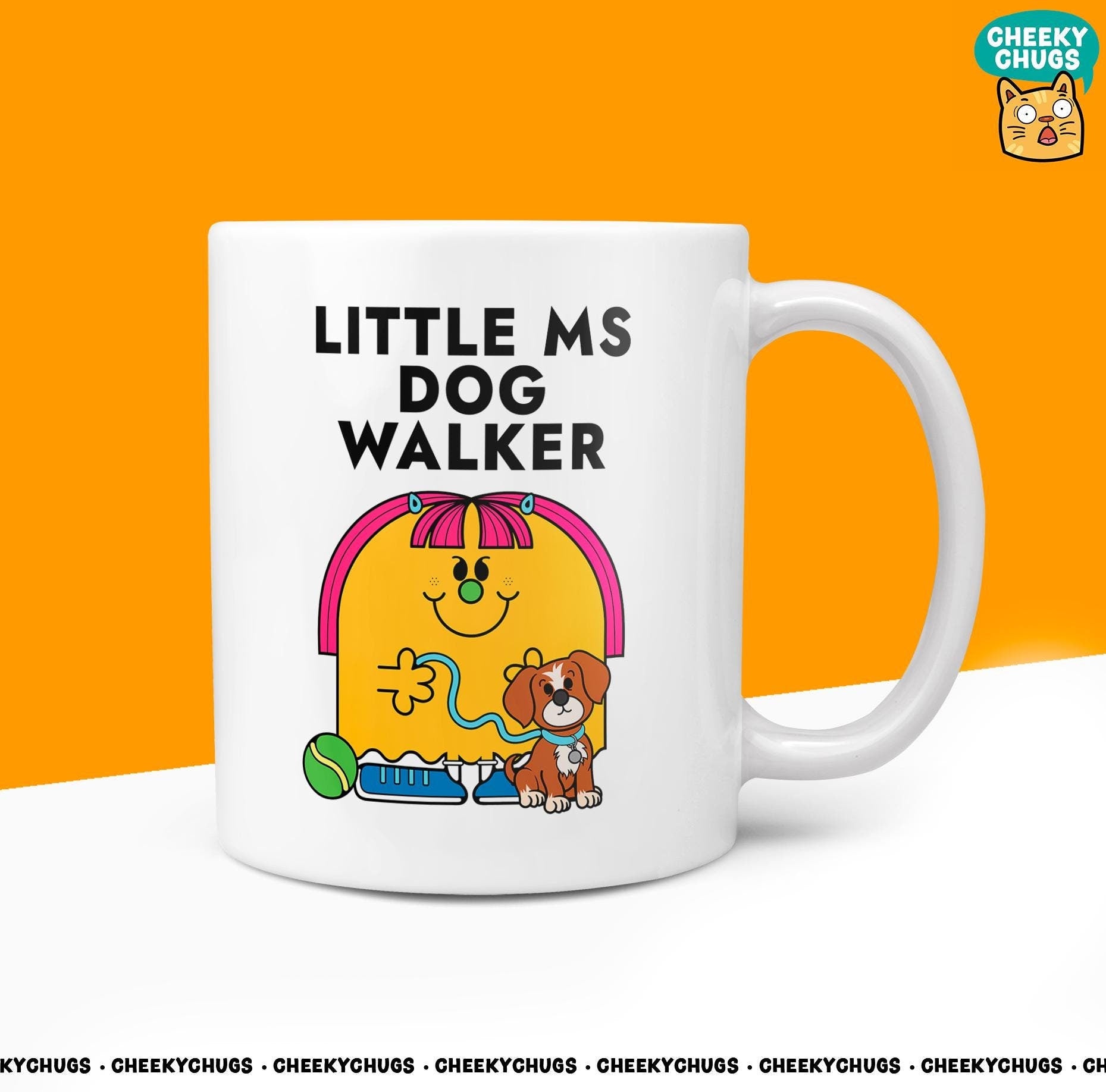 Novelty Little MS DOG WALKER Mug Funny Women's Miss Her Gift Secret Santa Present Ceramic Novelty Parody Birthday Christmas Coffee Tea Cup - CheekyChugs