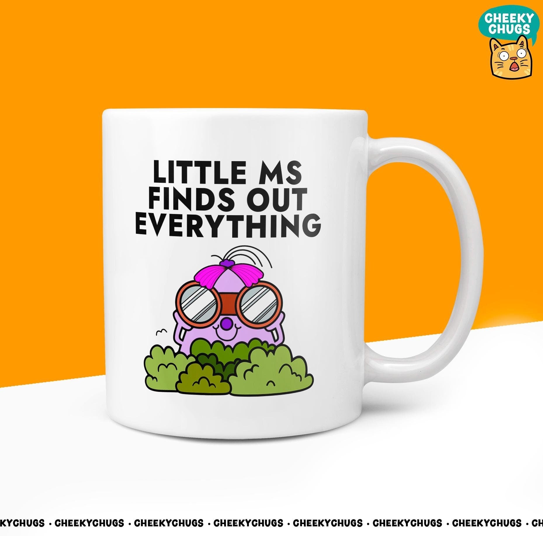 Novelty Little Ms FINDS OUT EVERYTHING Mug Funny Women's Miss Her Gift Secret Santa Present Ceramic Novelty Parody Birthday Christmas Cup - CheekyChugs