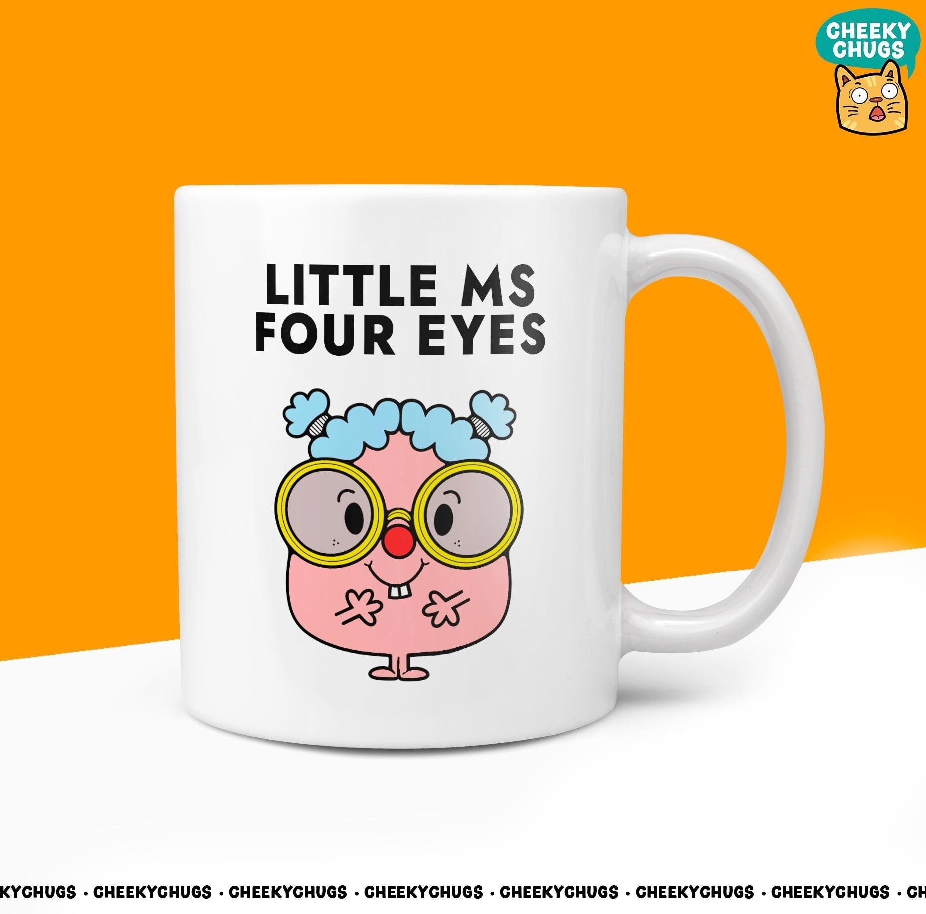 Novelty Little MS FOUR EYES Mug Funny Women's Miss Her Gift Secret Santa Present Unique Ceramic Office Birthday Christmas Coffee Tea Cup - CheekyChugs