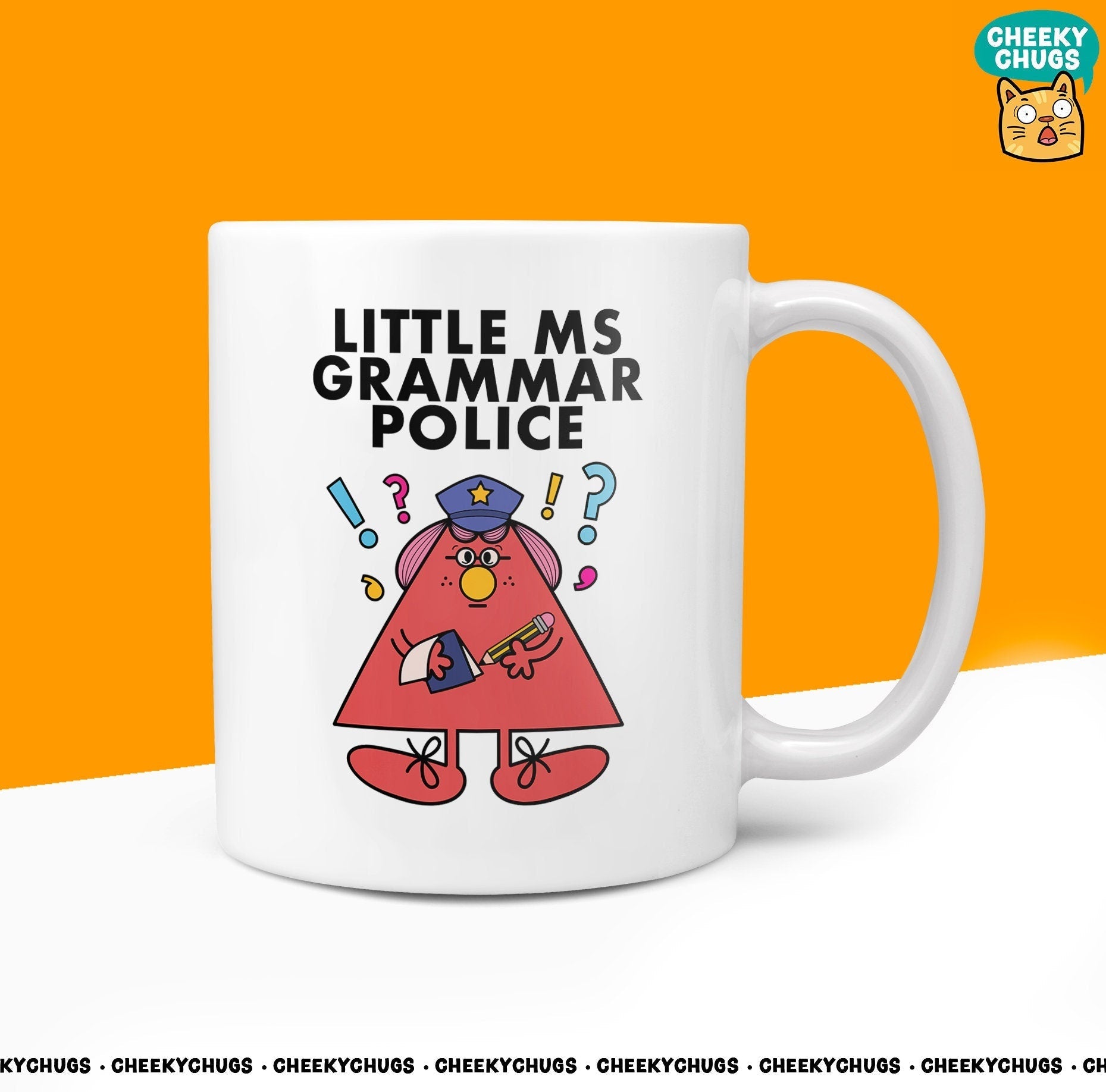 Novelty Little MS GRAMMAR POLICE 10oz Coffee Mug - Funny Miss Female Cup For Christmas Birthday Gift Present Friend Correcting Coffee Mugs - CheekyChugs