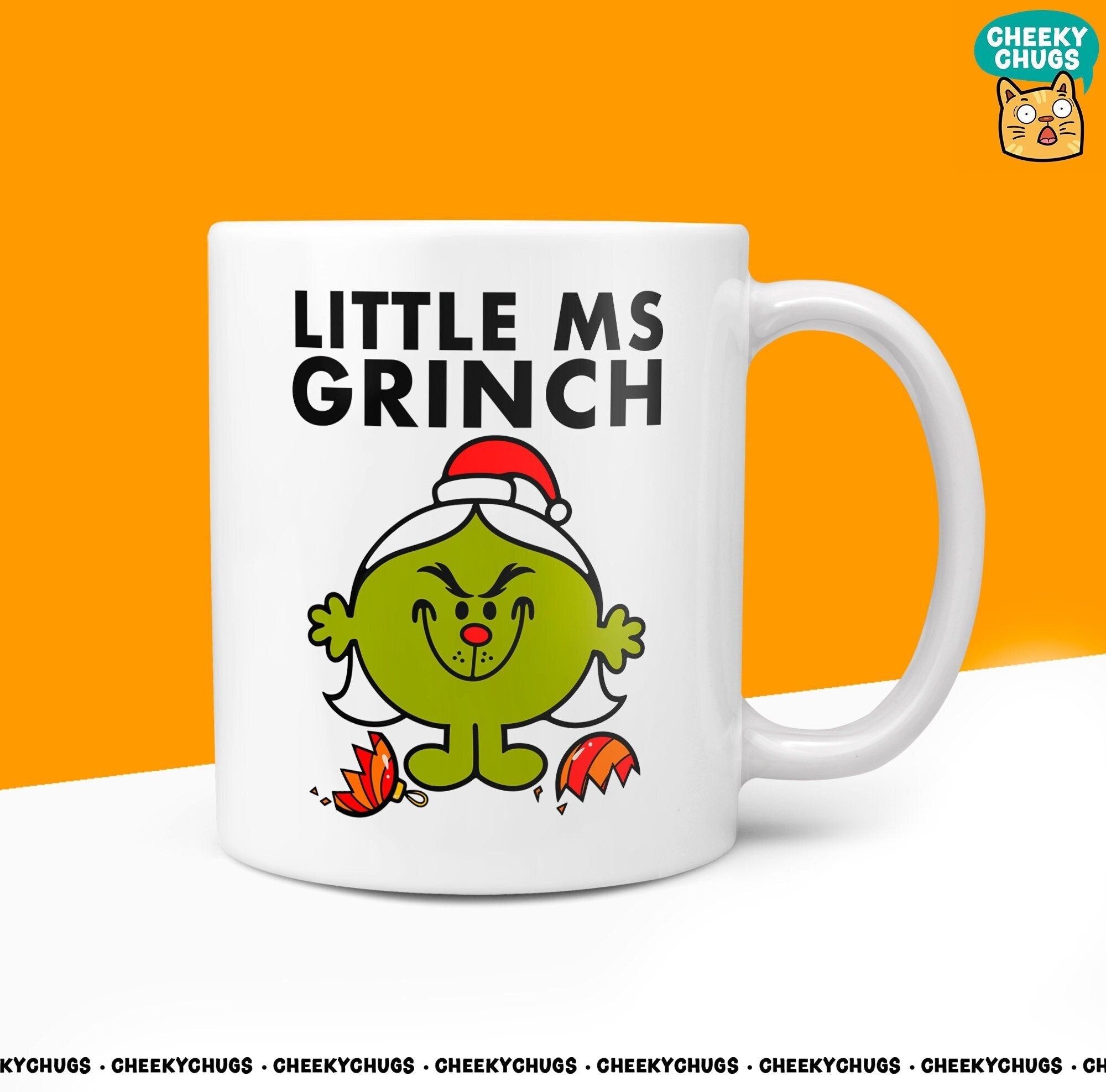 Novelty Little Ms Grinch 10oz Coffee Mug - Gift for Those Who Aren't Fond of Christmas, Unique Festive Miss Humour Design for Her - CheekyChugs