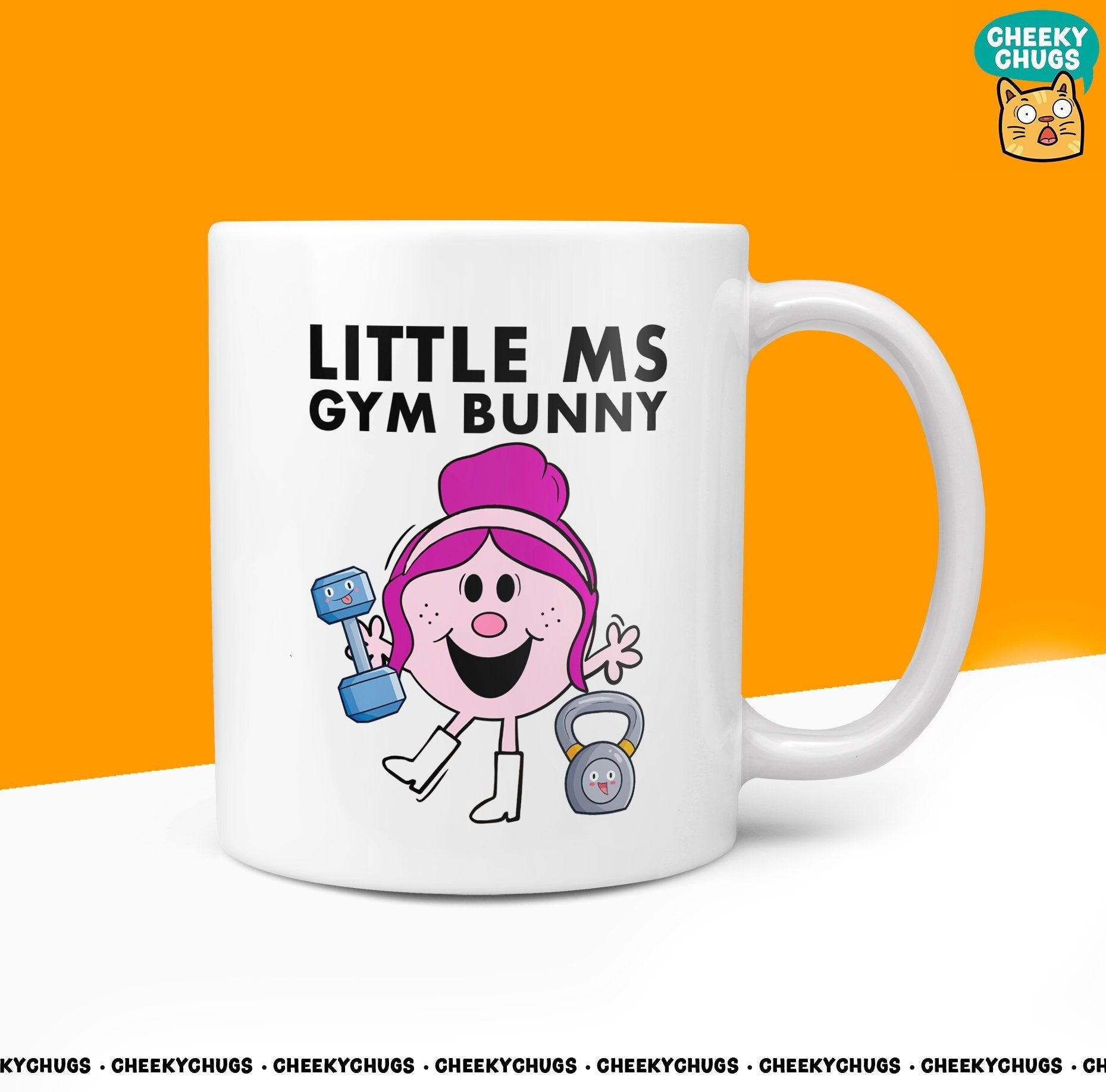 Novelty Little Ms GYM BUNNY 10oz Coffee Mug - Gift For Her Female Gym Muscle Workout Gifts Birthday Christmas Gym Workout Present - CheekyChugs