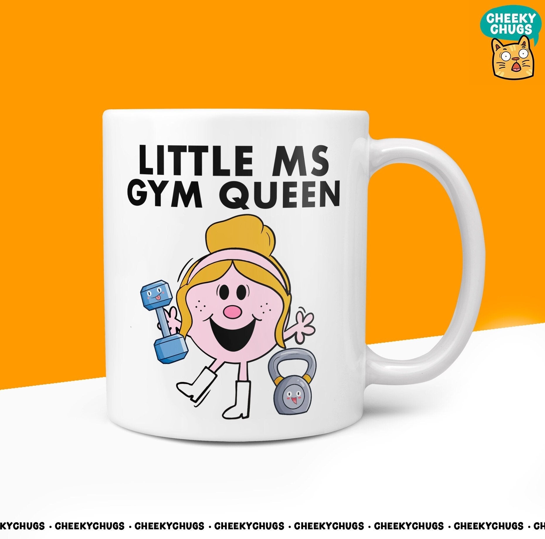 Novelty Little Ms GYM QUEEN 10oz Coffee Mug - Gift For Her Female Gym Muscle Workout Gifts Birthday Christmas Gym Workout Present - CheekyChugs