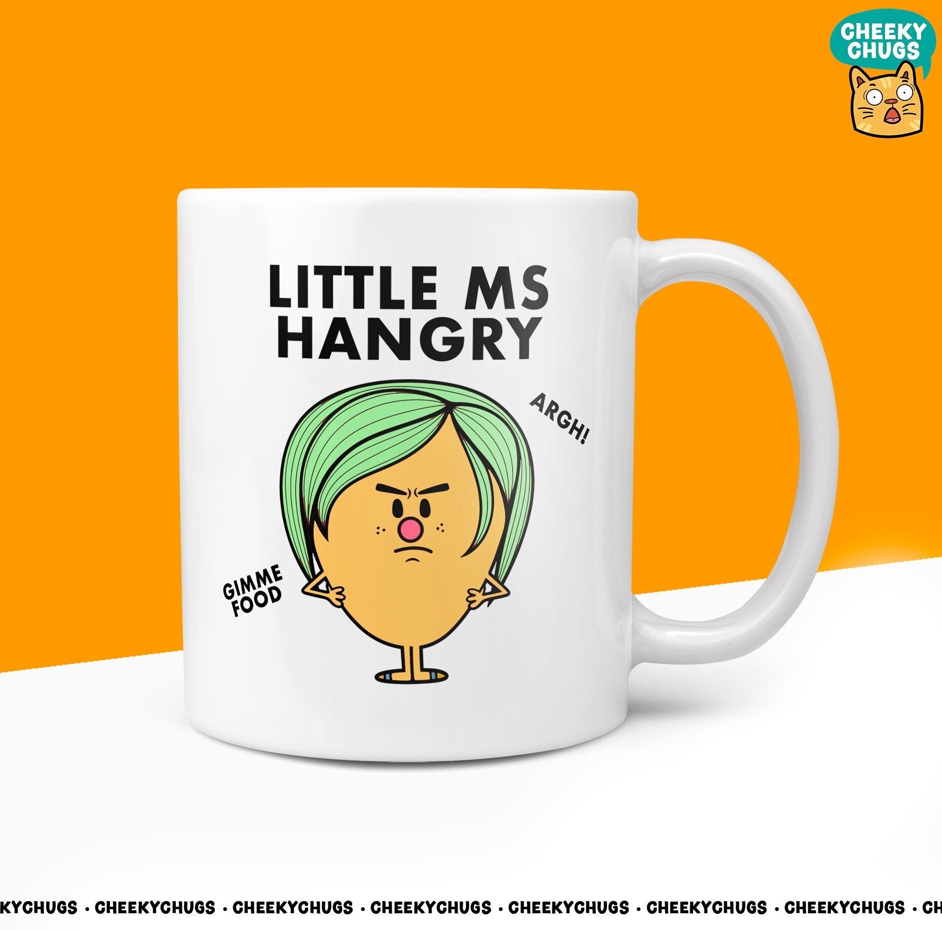 Novelty Little MS HANGRY 10oz Coffee Mug - Funny Gift Ideas For Her Miss Women Always Hungry Inspired Office Birthday Christmas Gifts - CheekyChugs