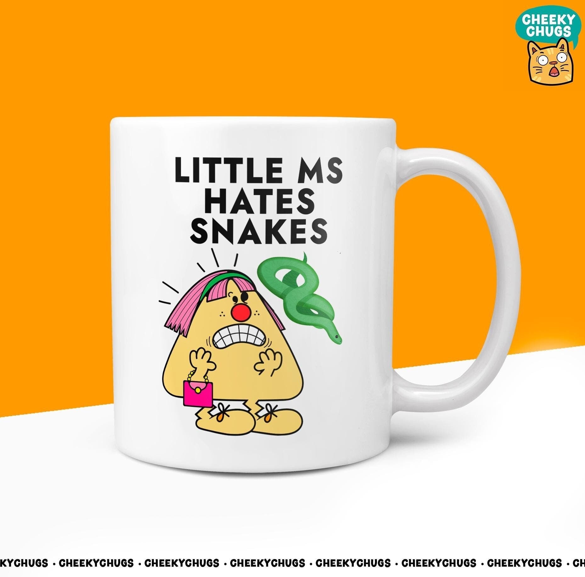 Novelty Little MS HATES SNAKES Mug Funny Women's Miss Her Gift Secret Santa Present Ceramic Parody Birthday Christmas Coffee Tea Cup - CheekyChugs