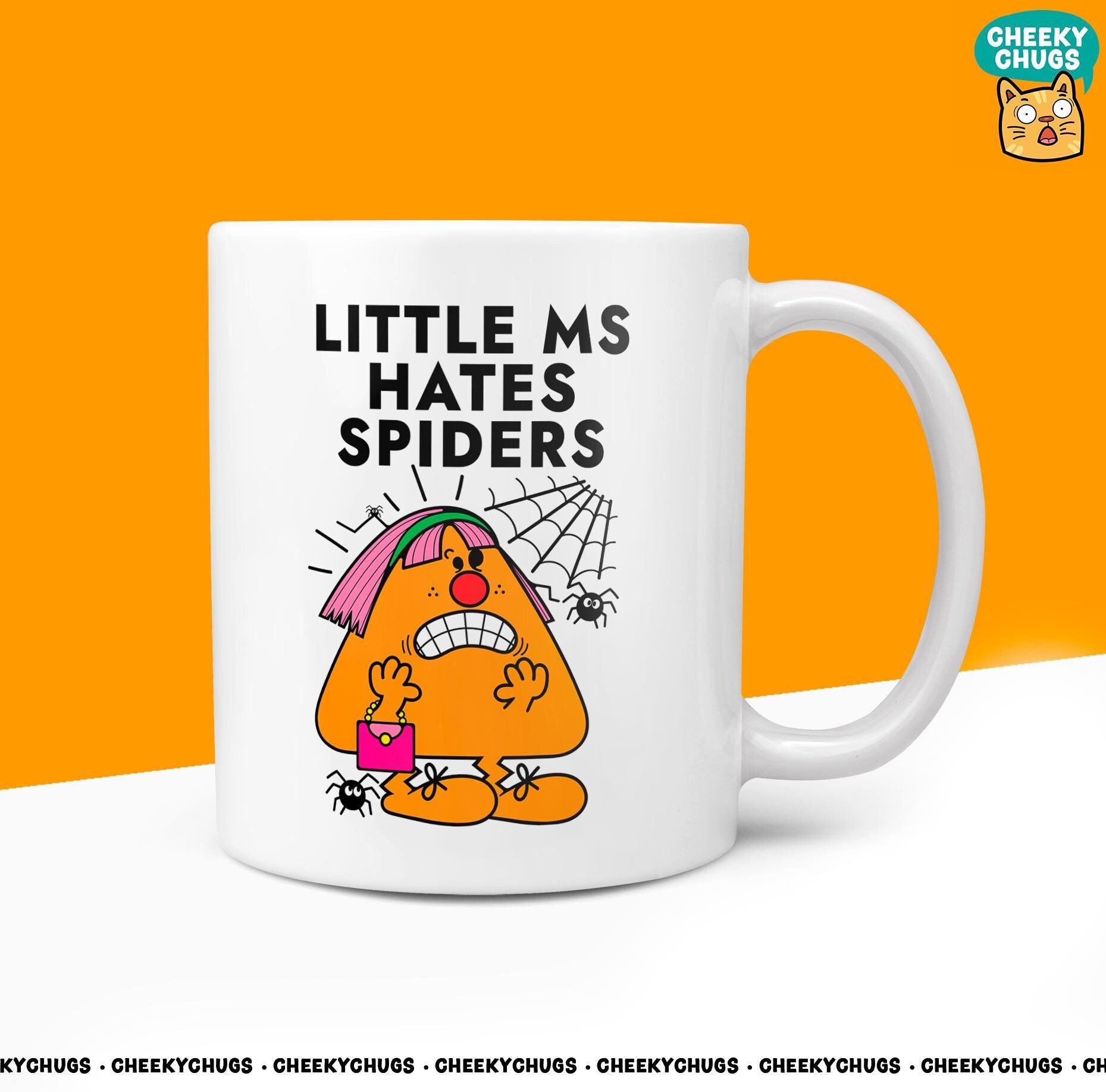 Novelty Little MS HATES SPIDERS Mug Funny Women's Miss Her Gift Secret Santa Present Ceramic Parody Birthday Christmas Coffee Tea Cup - CheekyChugs