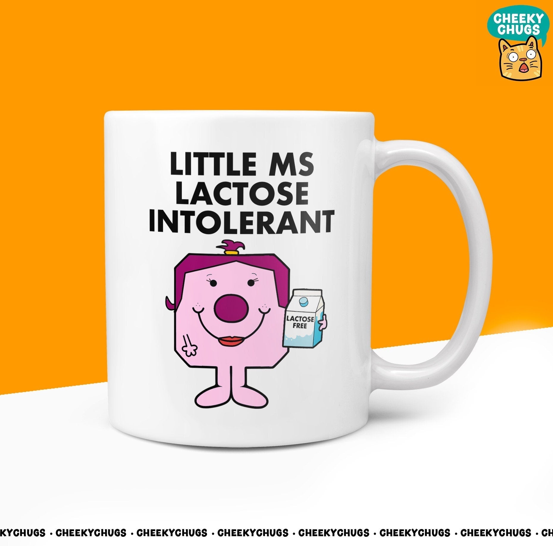 Novelty LITTLE Ms LACTOSE INTOLERANT Mug Funny Women's Miss Her Gift Secret Santa Present Ceramic Novelty Birthday Christmas 10oz Coffee Cup - CheekyChugs